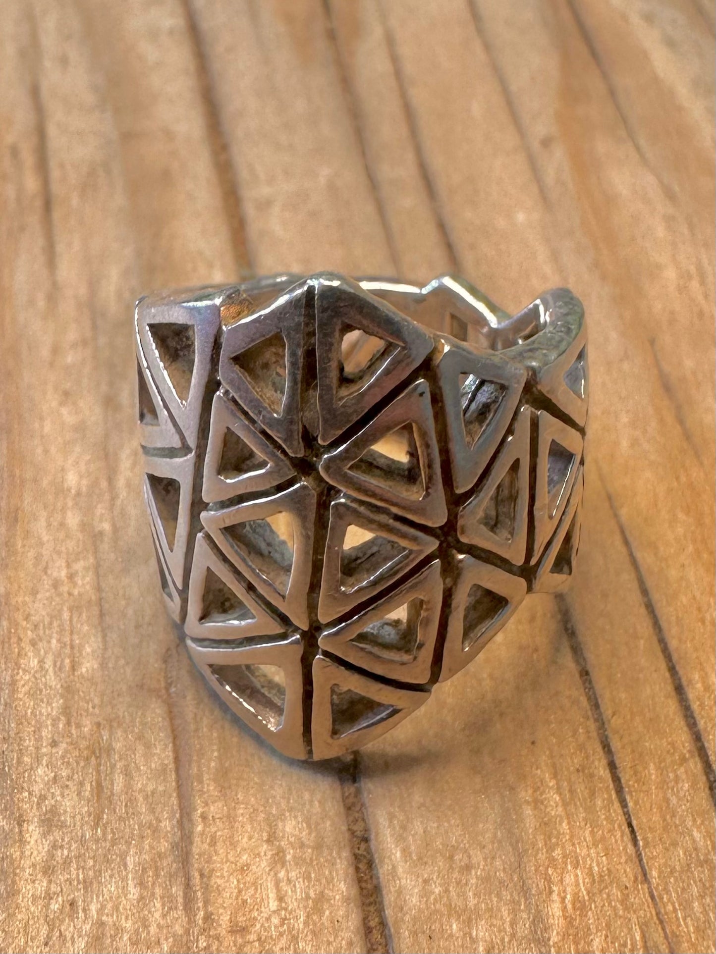 Abstract Geometric 925 Sterling Silver Size K1/2 Ring
