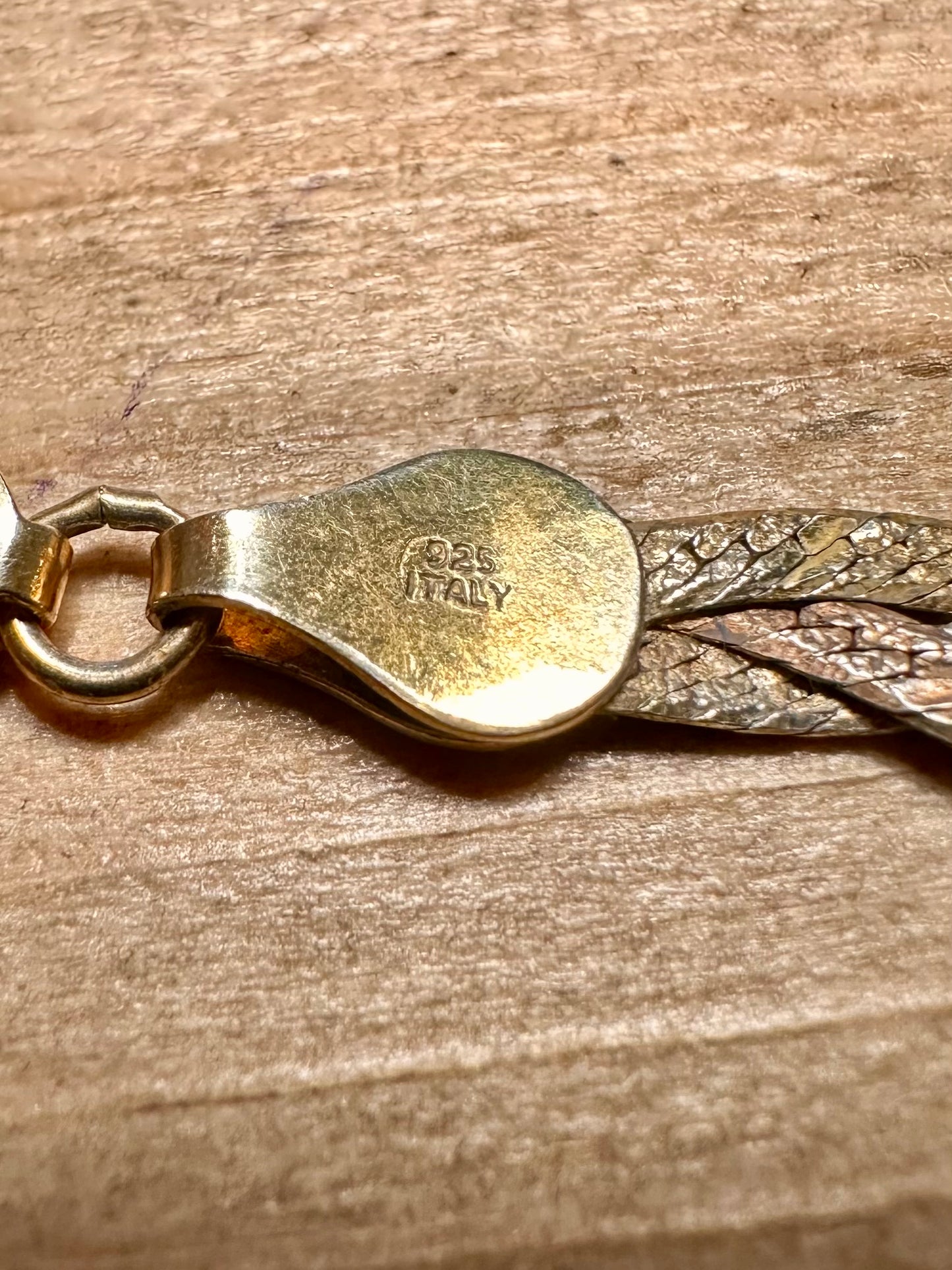 Vintage Woven Gold on 925 Silver 6.5 inch Bracelet