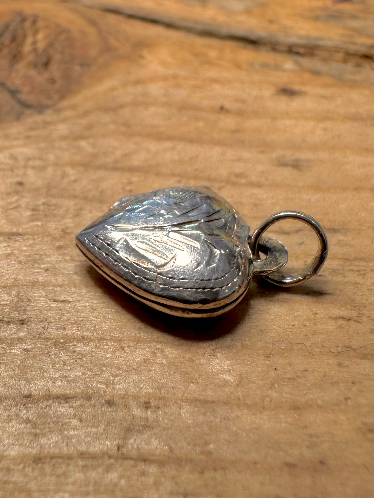 Vintage Heart Engraved Locket 925 Silver Pendant
