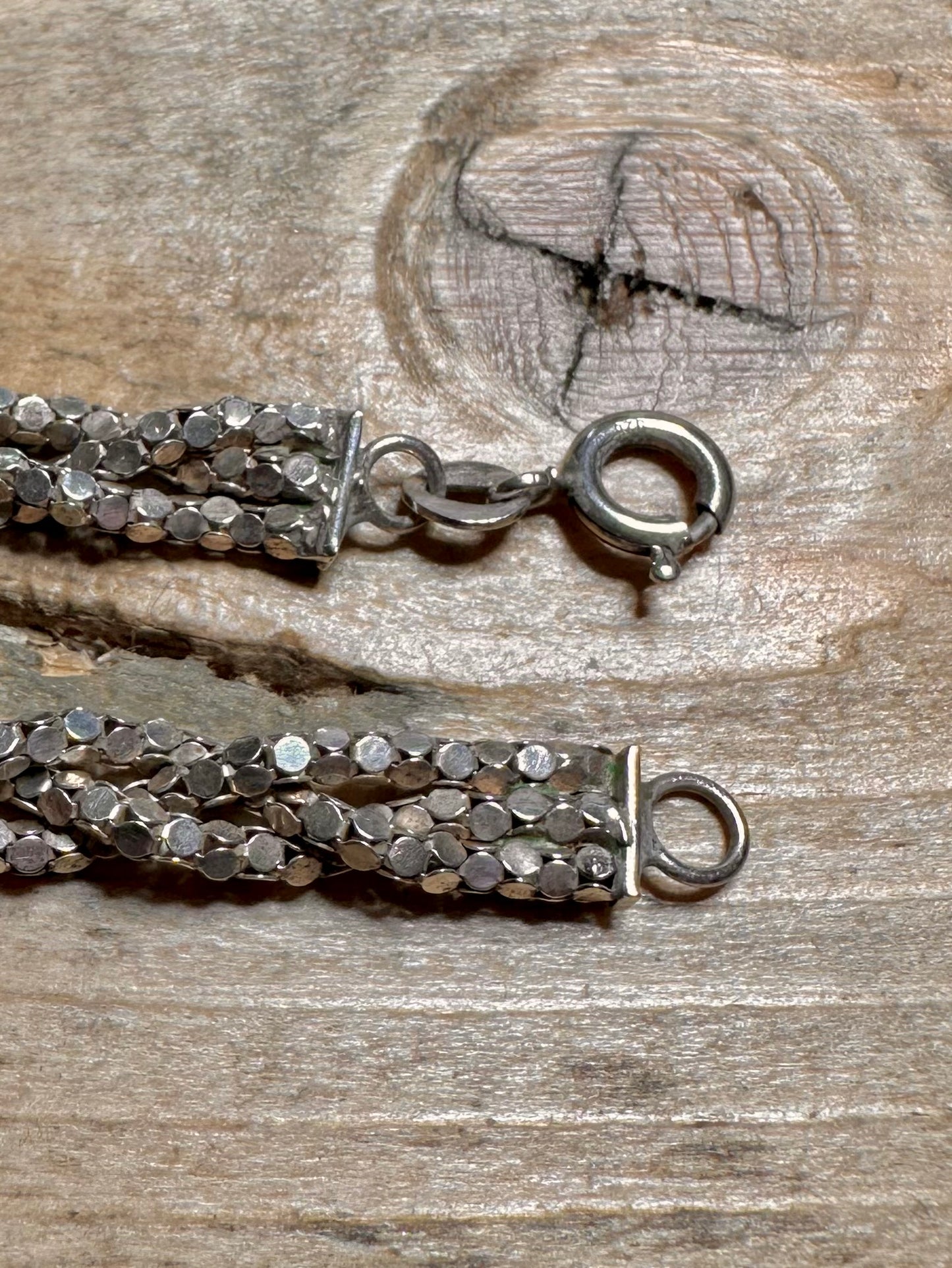 Vintage Woven Link 925 Silver 18.5 inch Necklaxe