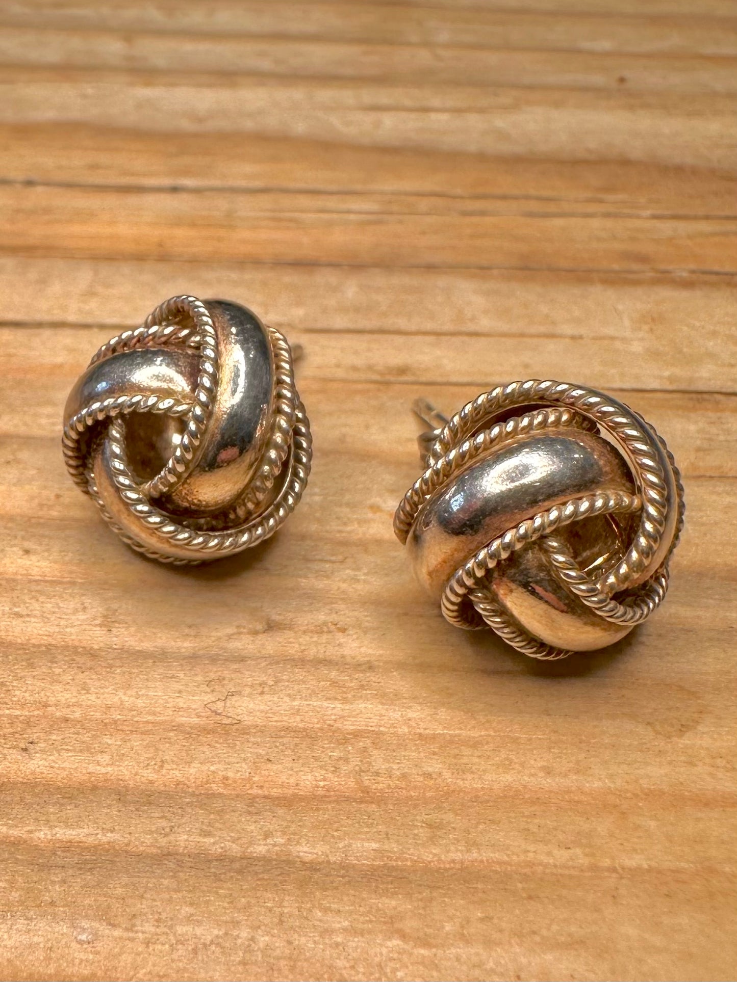 Vintage Knot Ball Stud 925 Sterling Silver Earrings