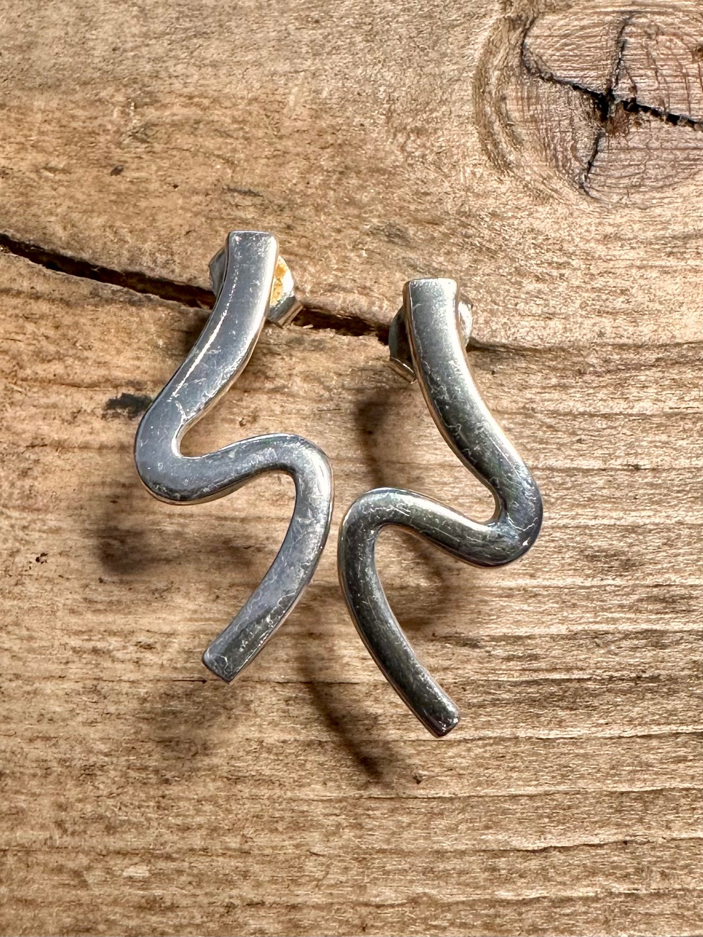 Abstract Zig Zag 925 Silver Earrings