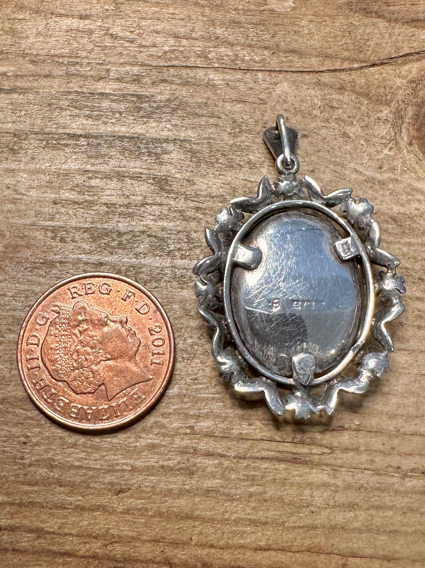 Vintage Floral Engraved Locket 925 Silver Pendant