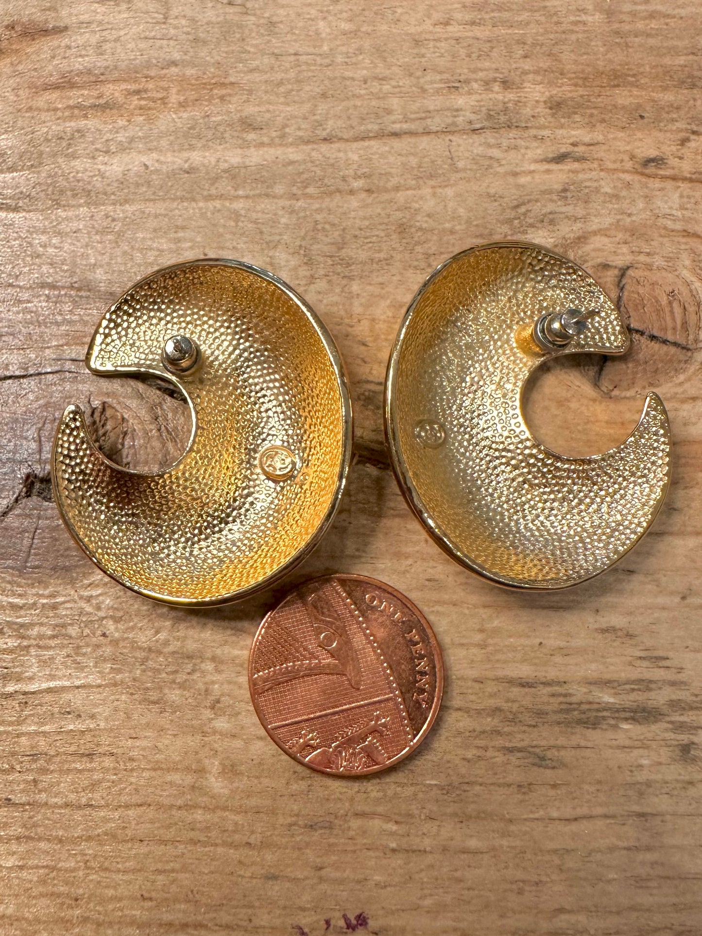 Abstract Large Swirl Gold Costume Earrings