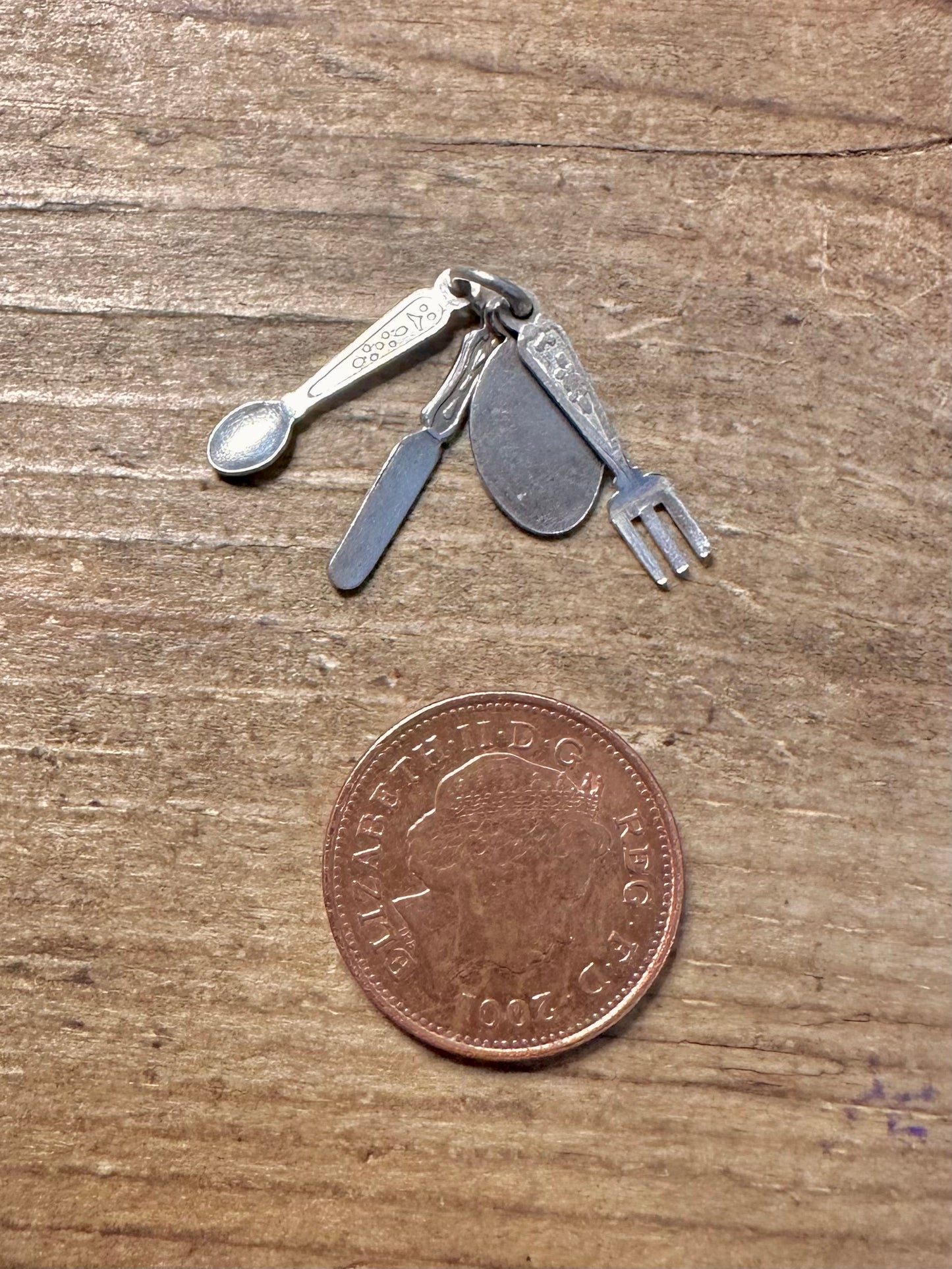 Vintage Cutlery 925 Silver Charm Pendant