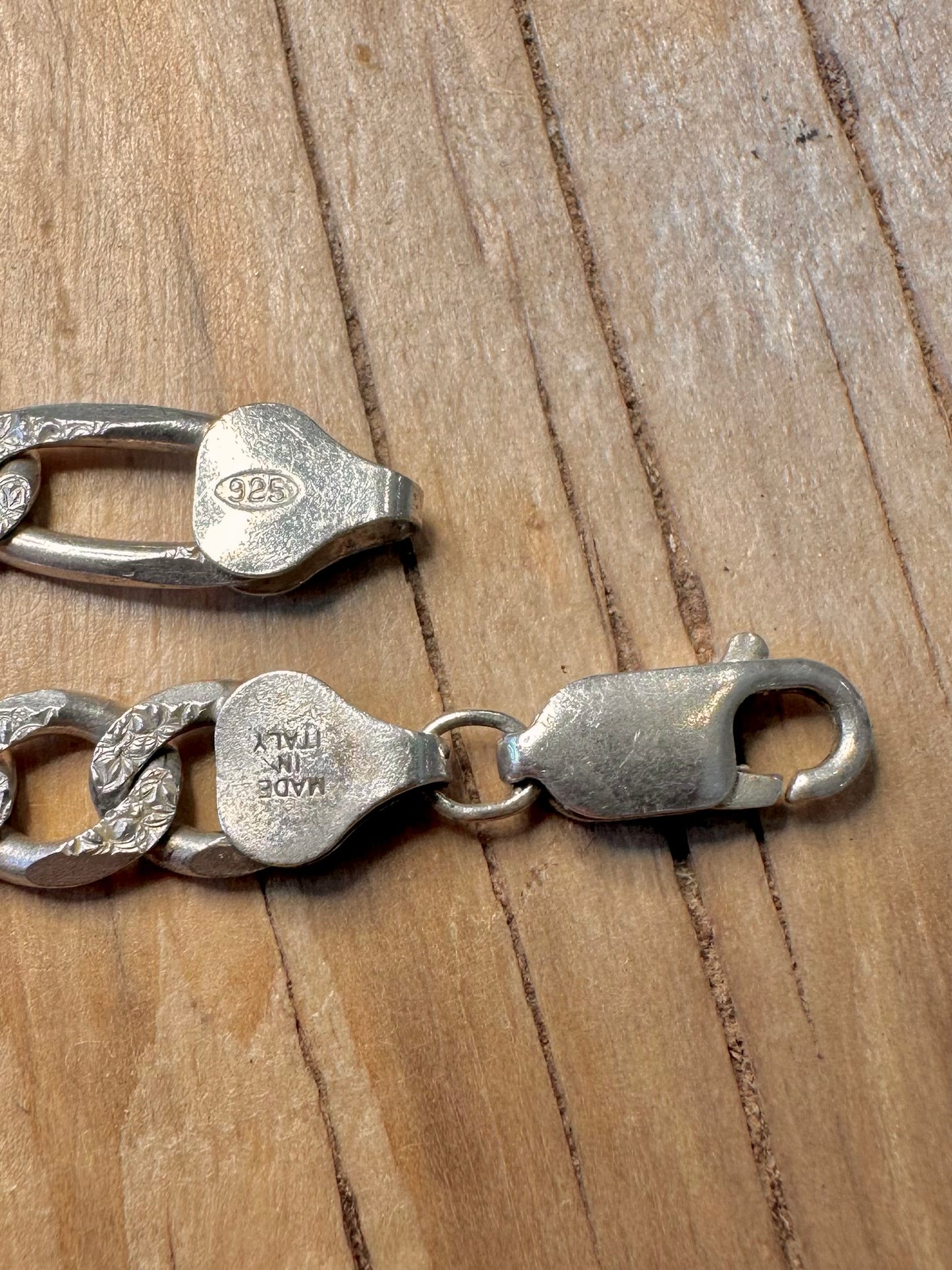 Vintage Italian Textured Figaro Chain 925 Silver 19.5 inch Necklace