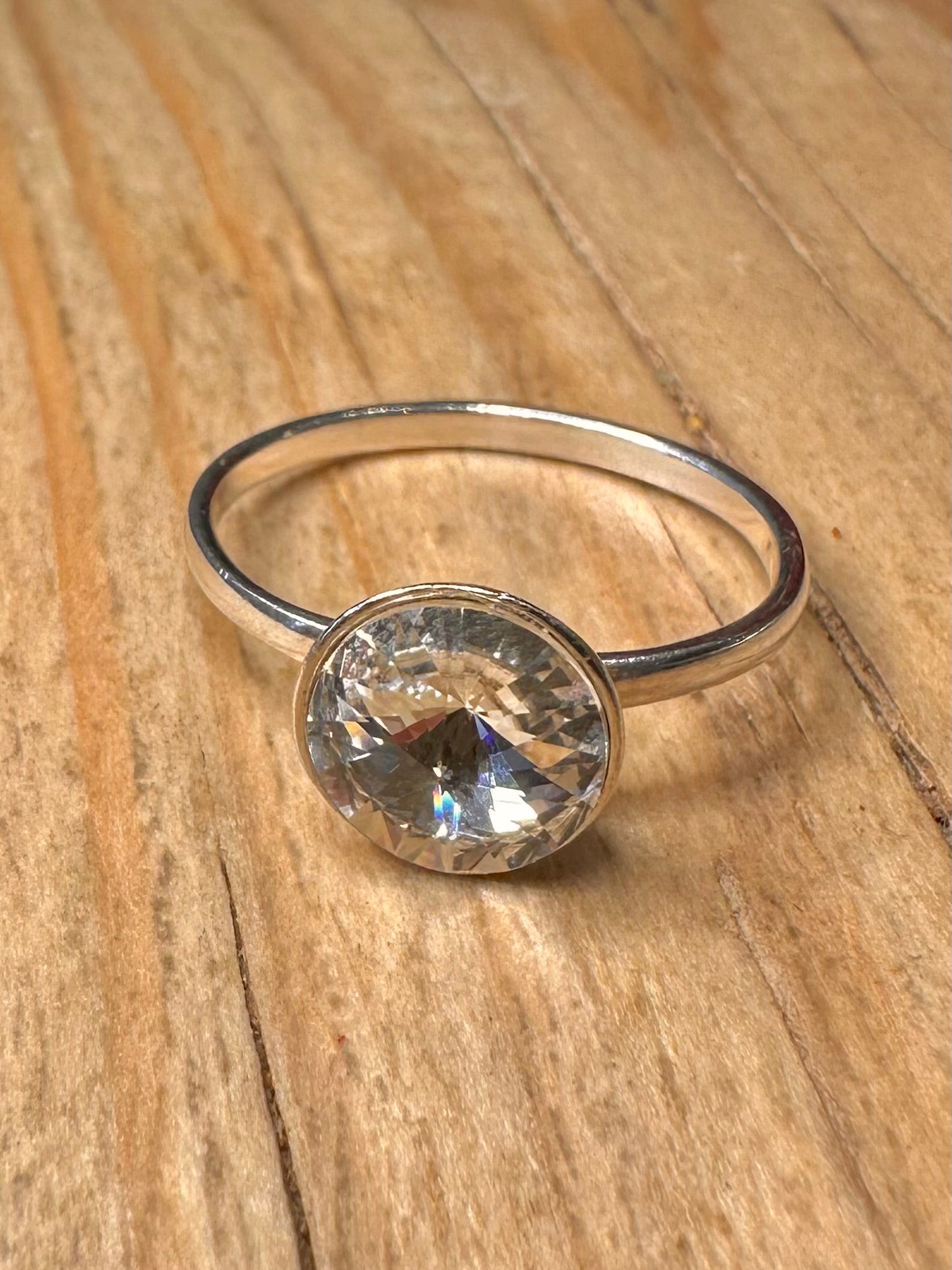 Modern CZ Shiny Stone 925 Sterling Silver Size P Ring