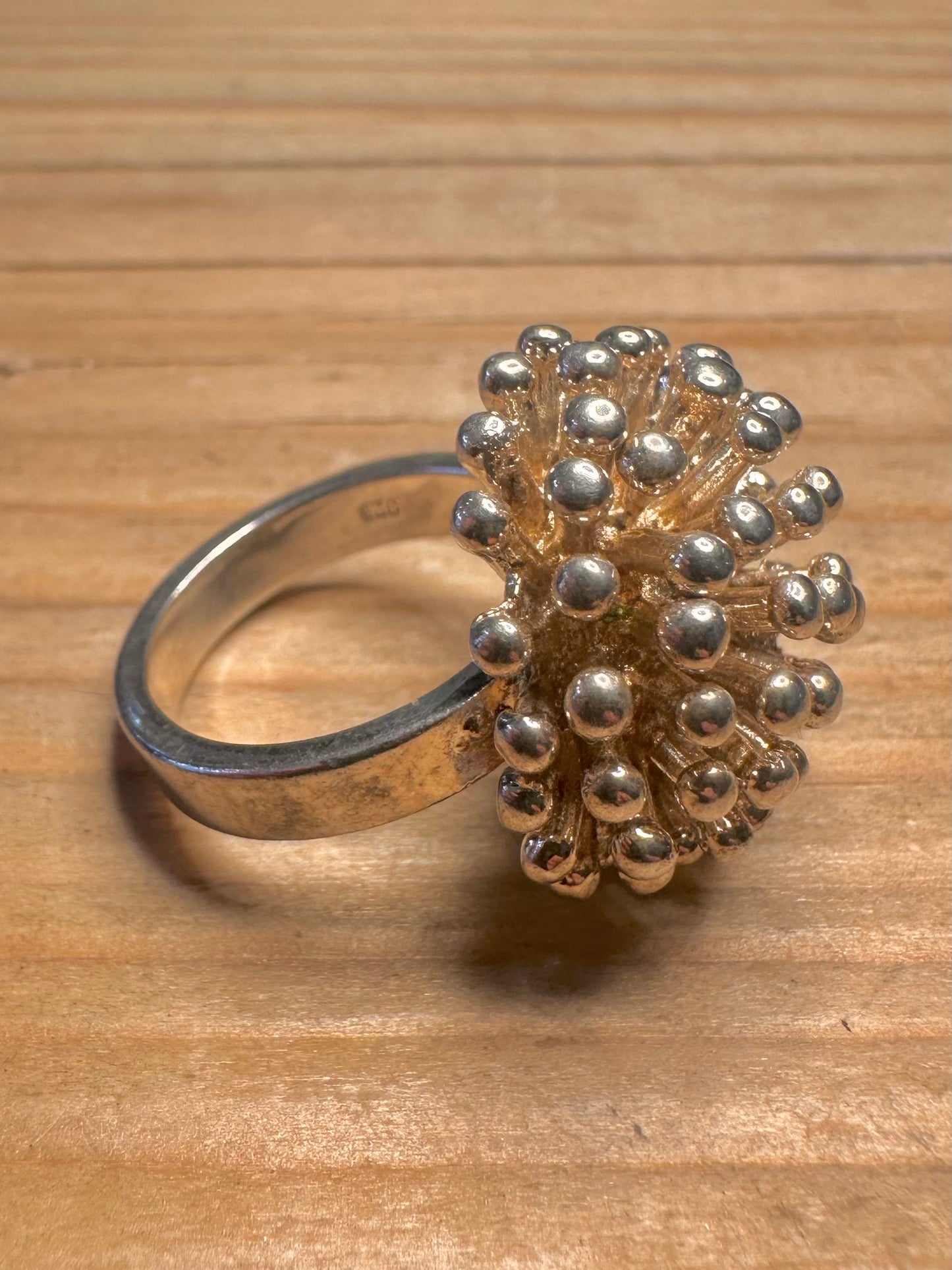 Modernist Star Burst 925 Sterling Silver Size N1/2 Ring