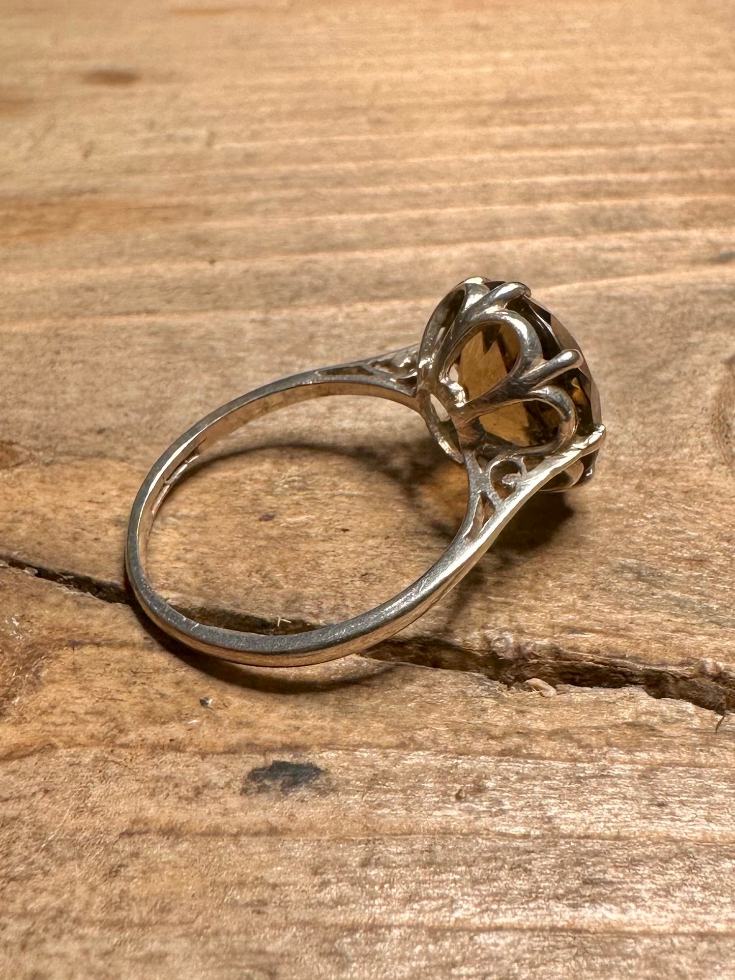 Vintage Smokey Quarts 925 Silver Size O Ring