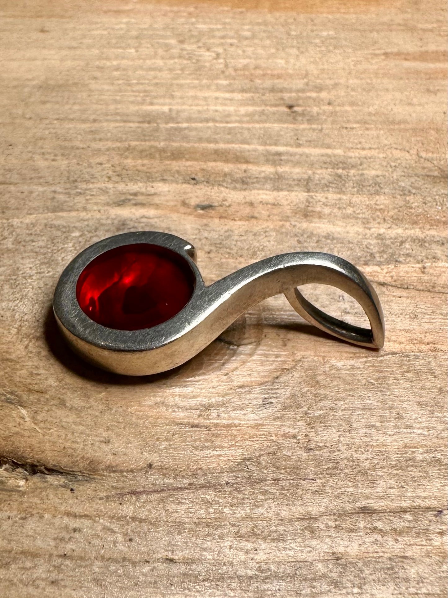 Abstract Red Circle 925 Silver Pendant