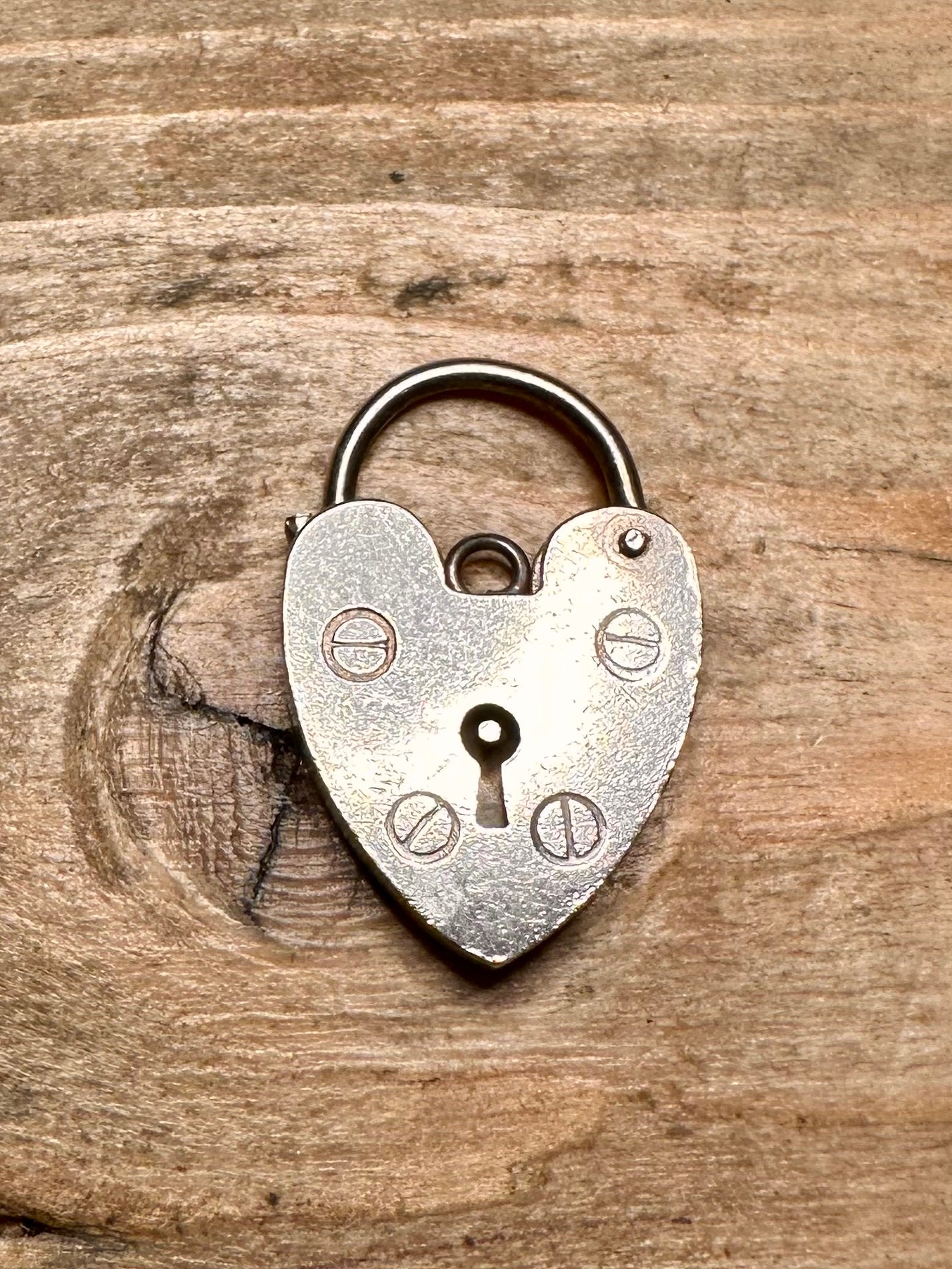 Vintage Large 1975 Heart Padlock 925 Silver Pendant