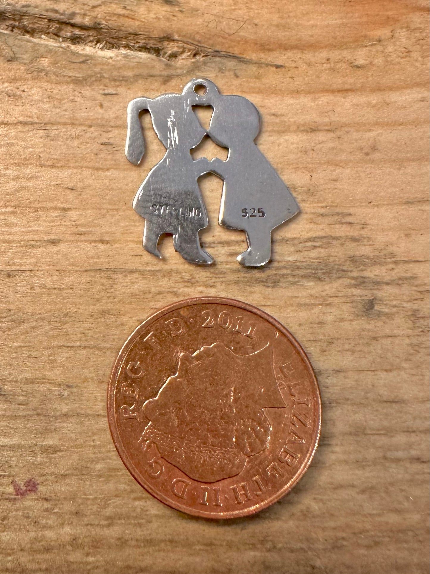 Vintage Boy and Girl Kissing 925 Silver Pendant