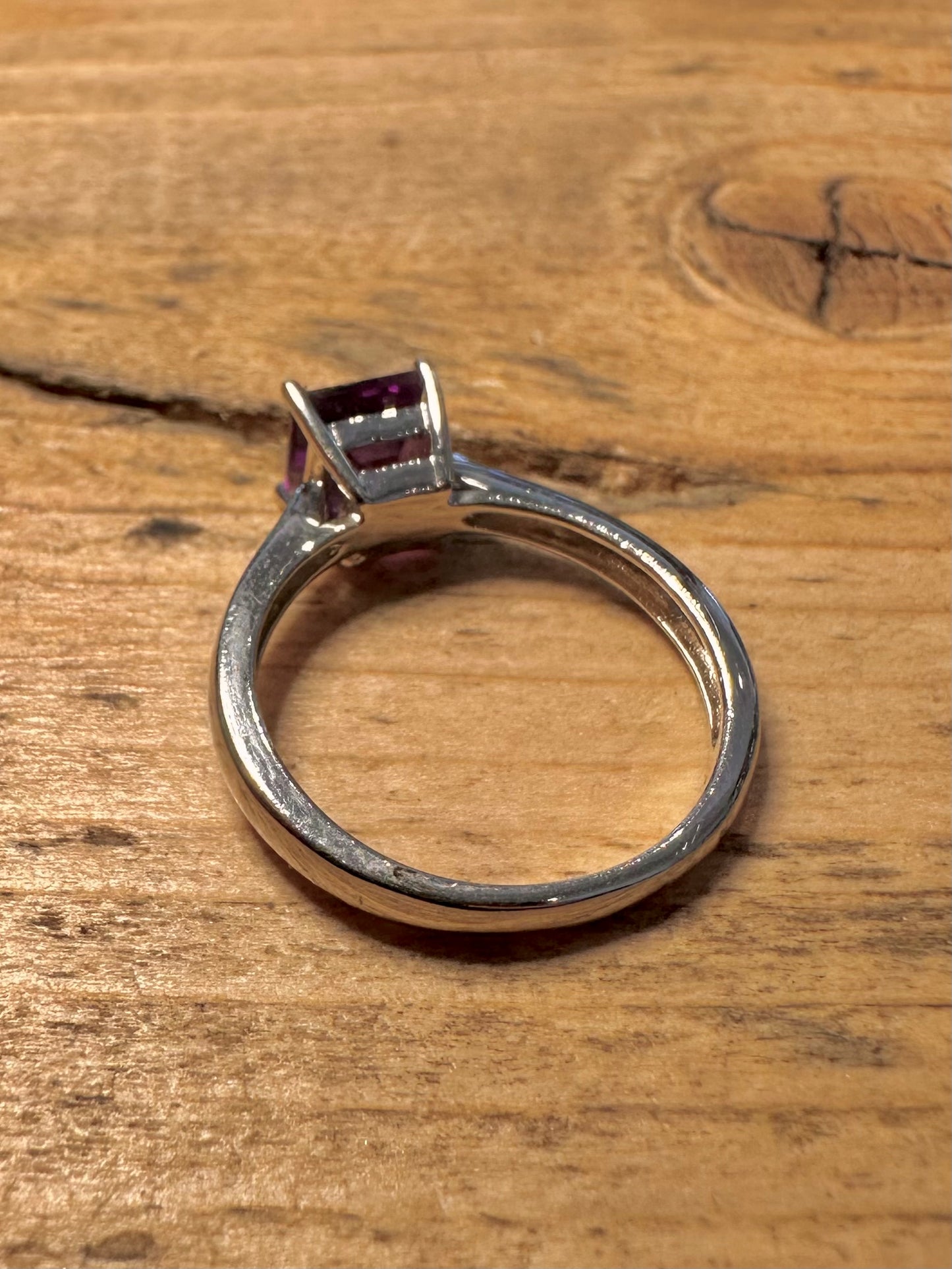 Modern Amethyst Square 925 Silver Size N1/2 Ring