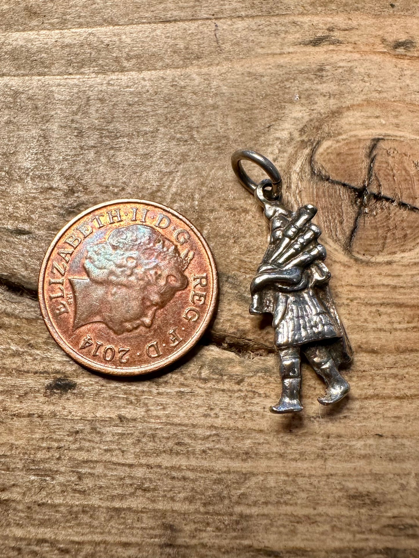 Vintage Bagpipes Player 925 Silver Charm Pendant