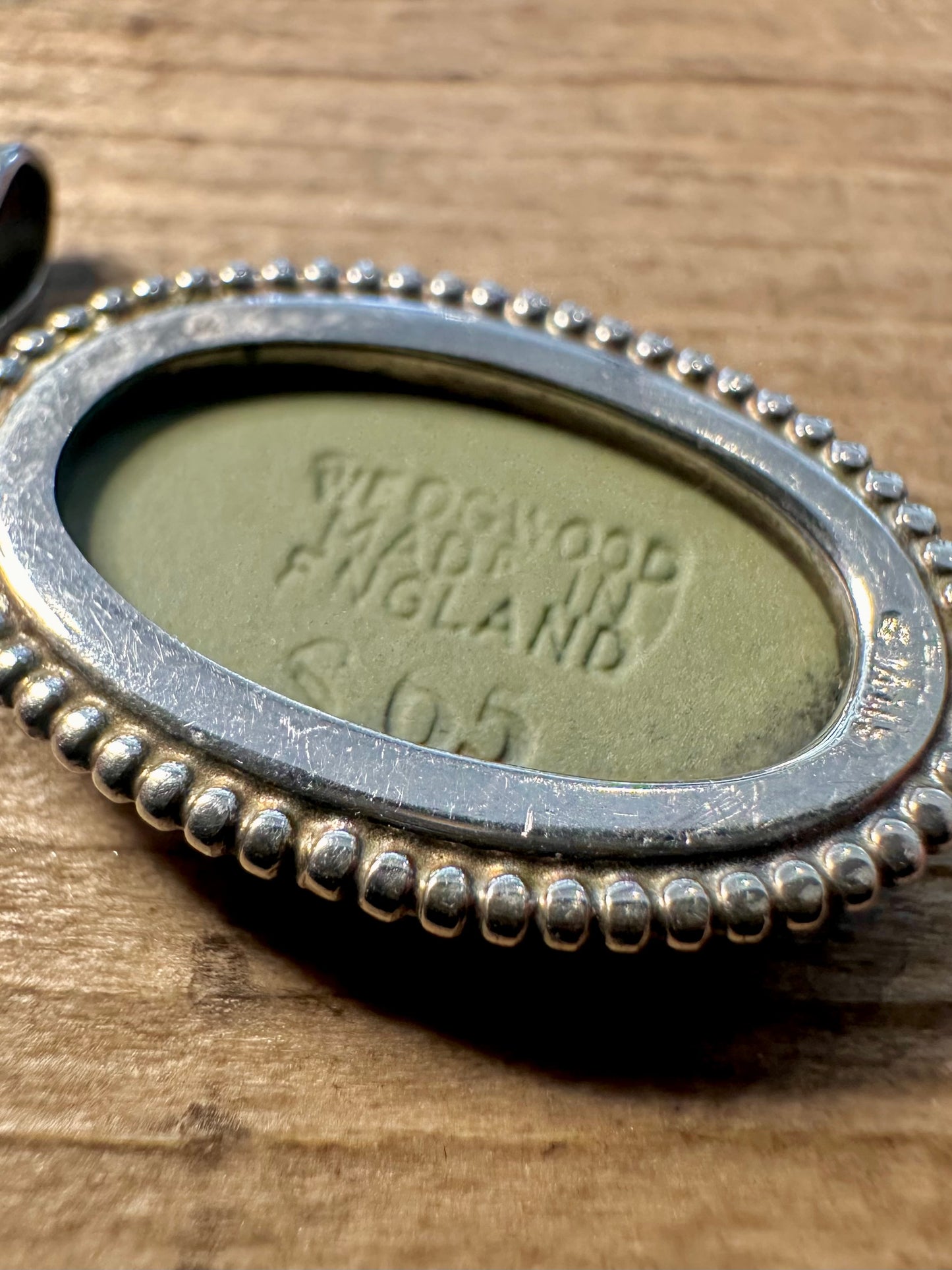 Vintage Green Wedgwood 925 Silver Made in England Pendant