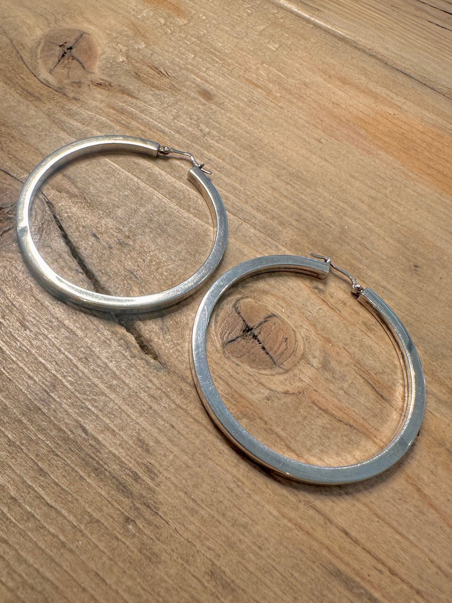 Vintage Chunky Large Hoops 925 Silver Earrings