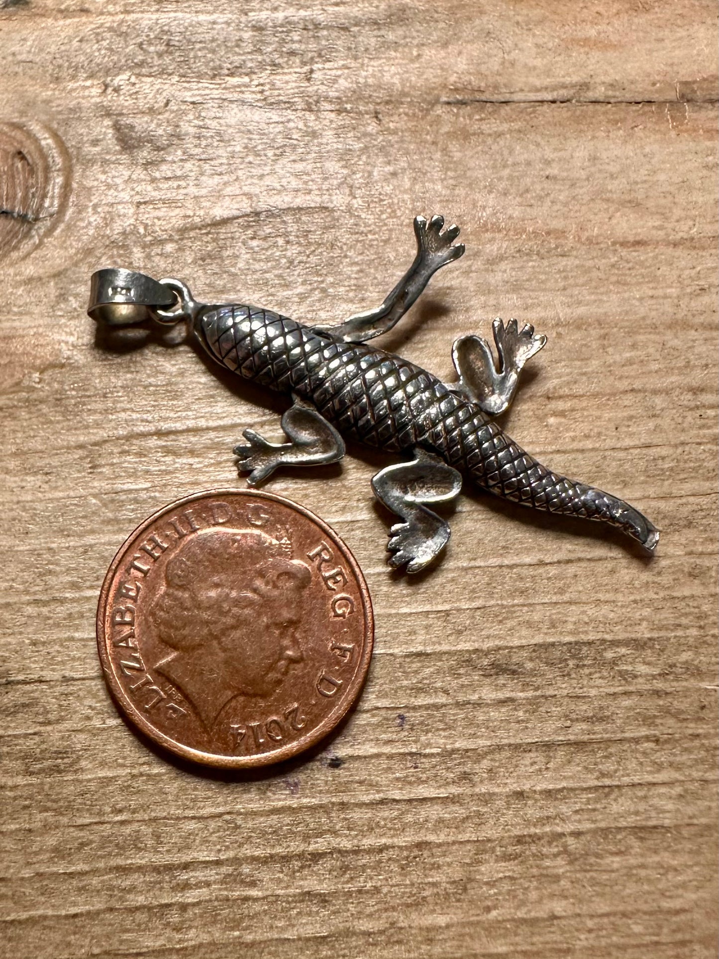 Vintage Articulated Lizard 925 Silver Pendant