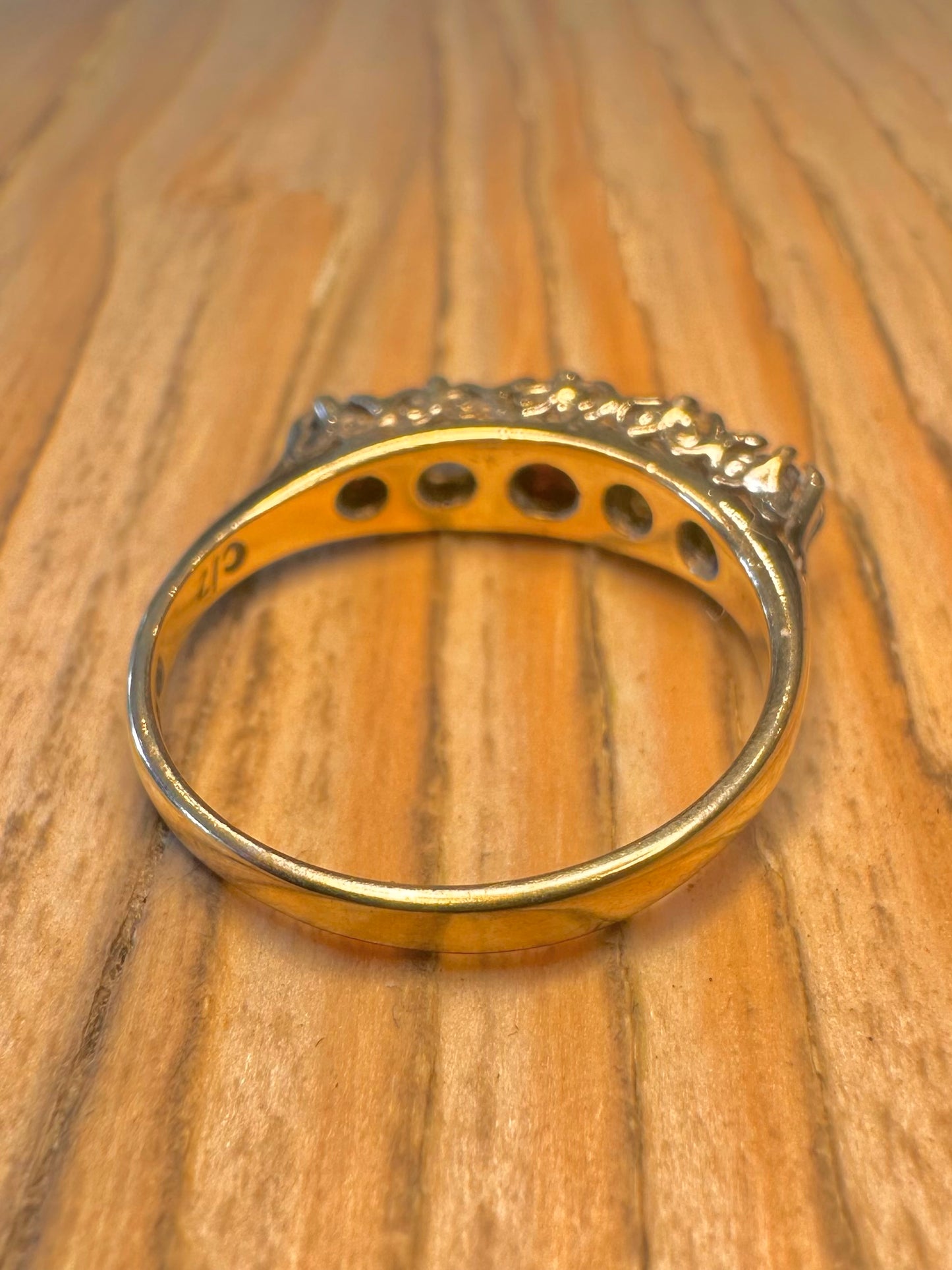 Vintage 1992 Red and White CZ Gold on 925 Sterling Silver Size N Ring