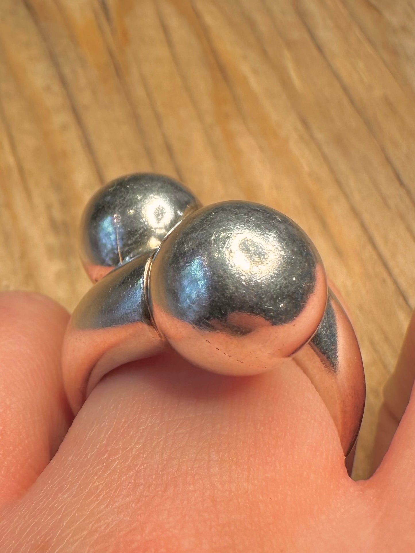 Abstract Overlapping Ball 925 Sterling Silver Size P Ring