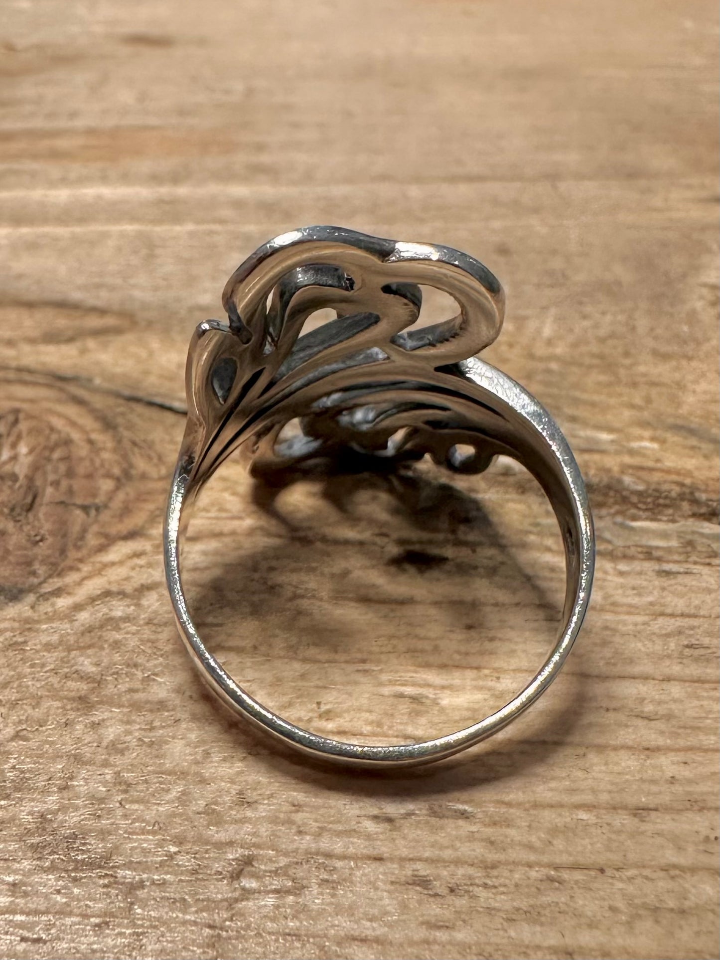 Vintage Two Hearts 925 Silver Size Q Ring