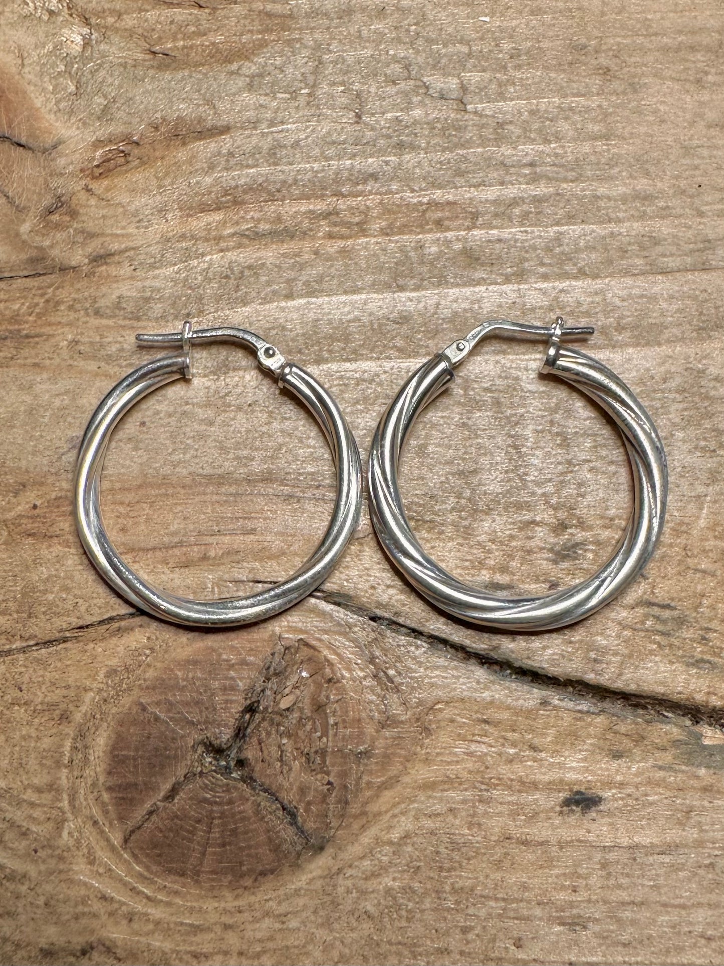 Vintage Twisted Hoops Italy 925 Silver Earrings