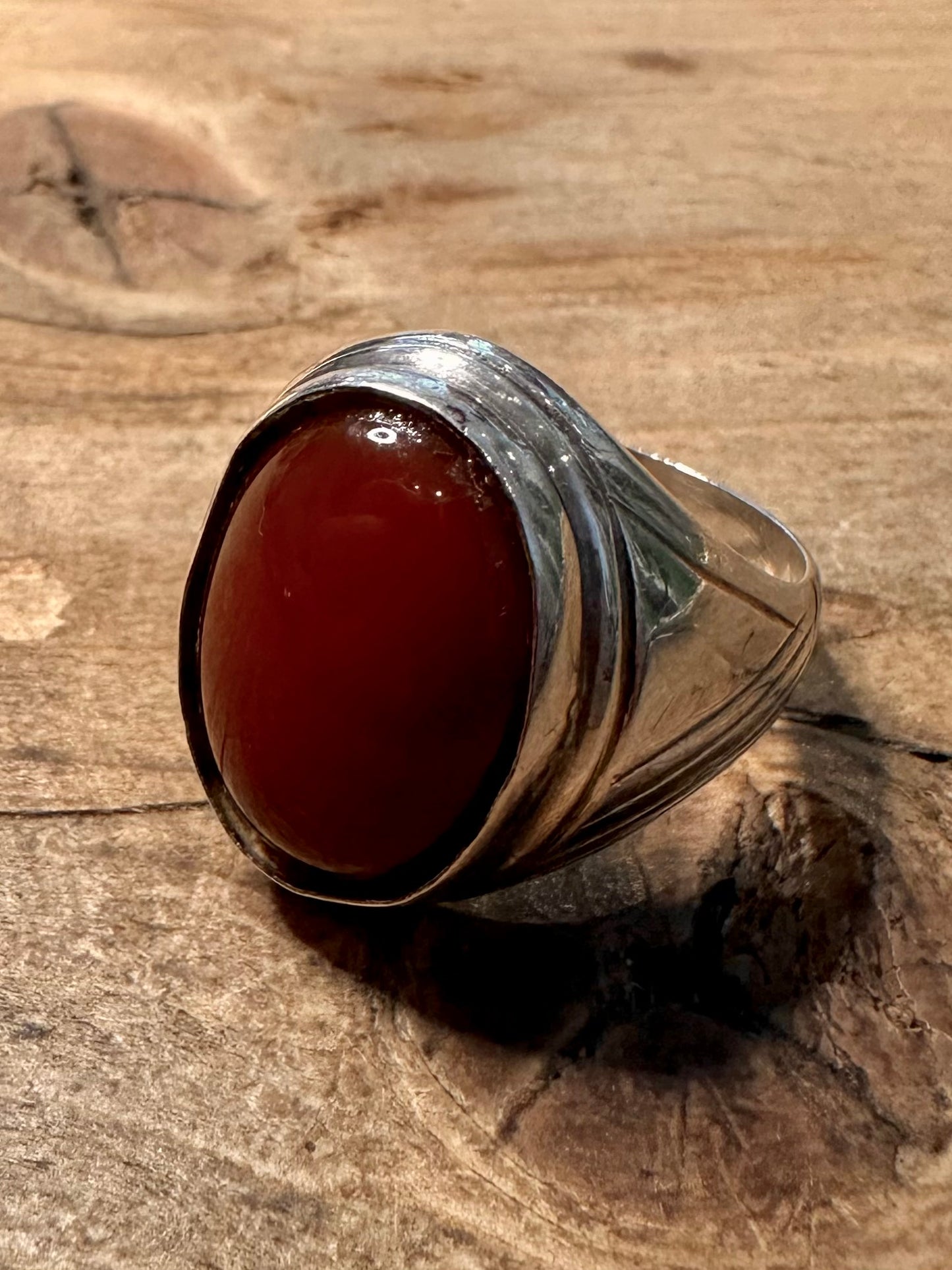 Vintage Carnelian Large 925 Silver Size W Ring