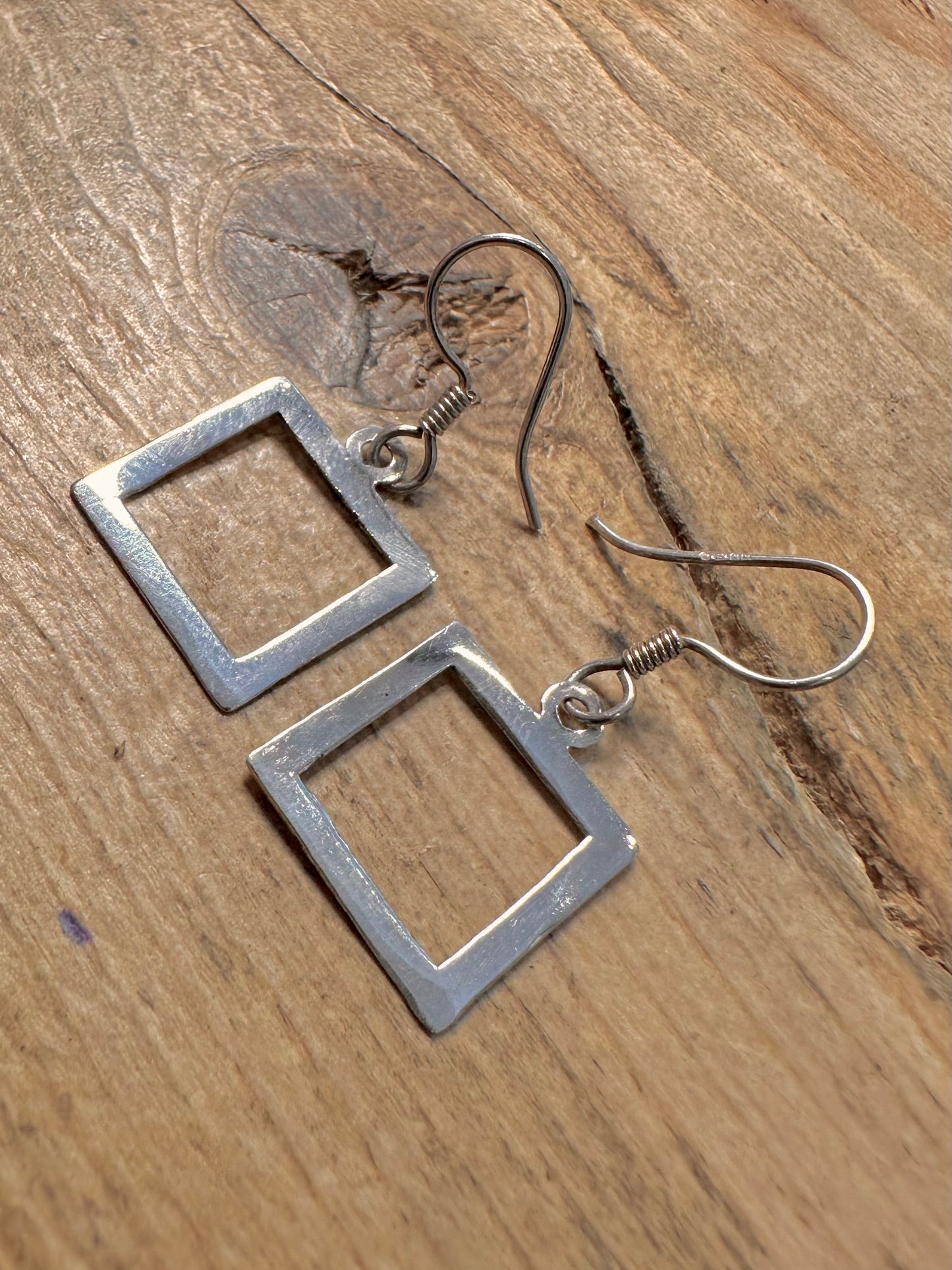 Abstract Square 925 Silver Earring