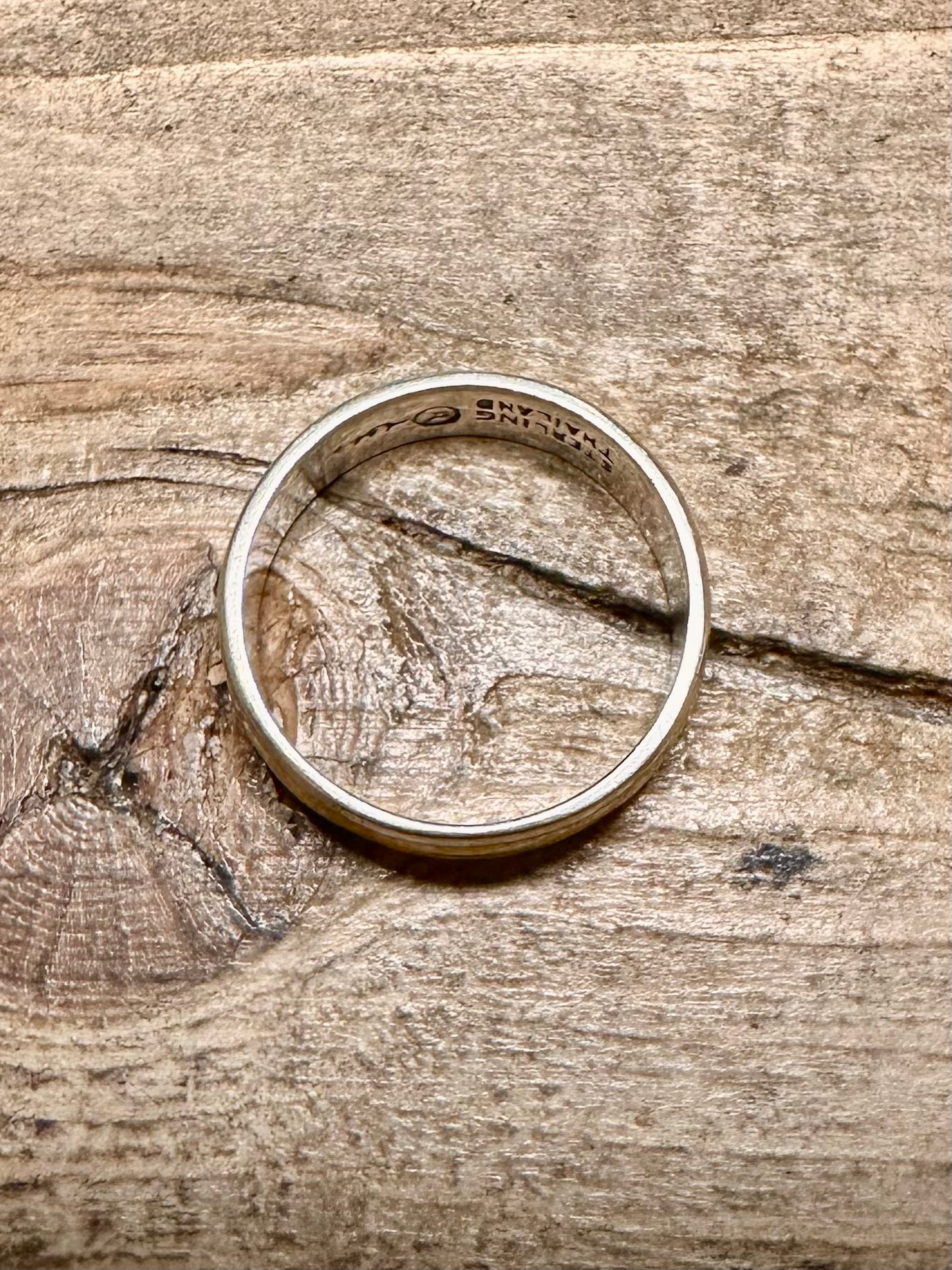 Vintage Yellow Enamel Siam 925 Sterling Silver Band Size P Ring