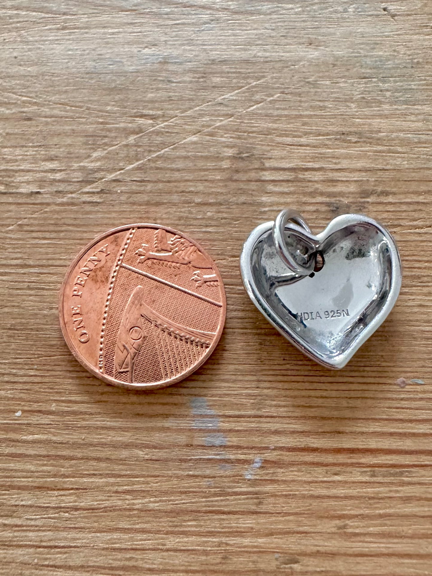 Modern Diamond Hammered Heart 925 Silver Pendant