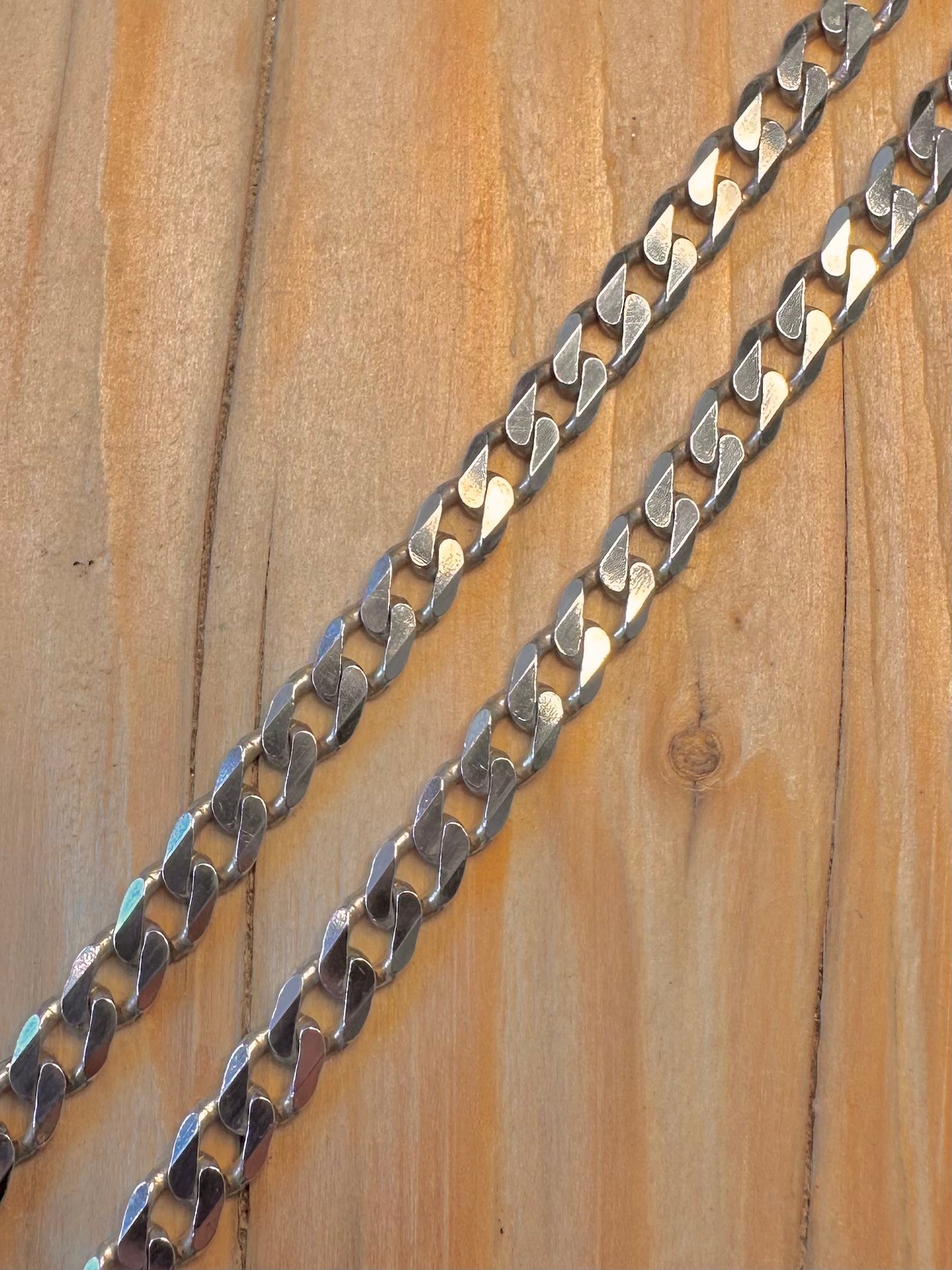 Vintage Curb Chain 925 Silver 20 inch Necklace