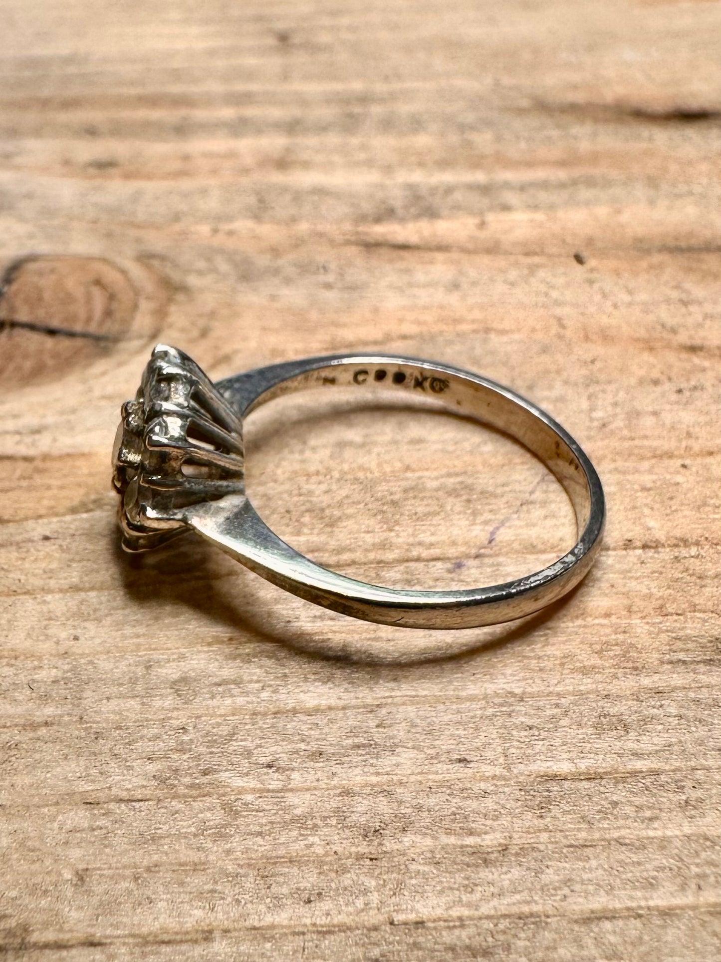 Vintage 1988 CZ Cluster 925 Silver Size N Ring