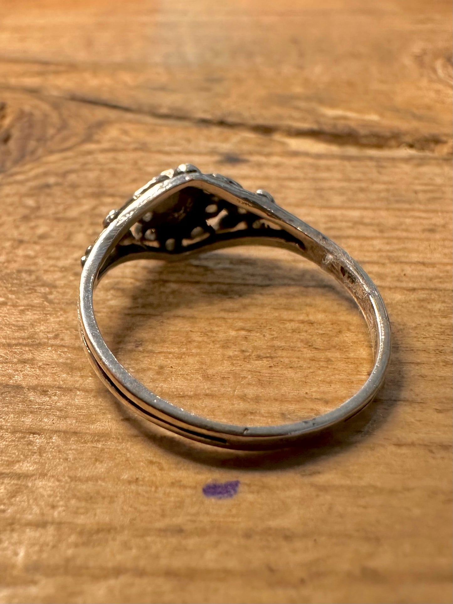 Vintage Mother of Pearl 925 Silver Size N Ring