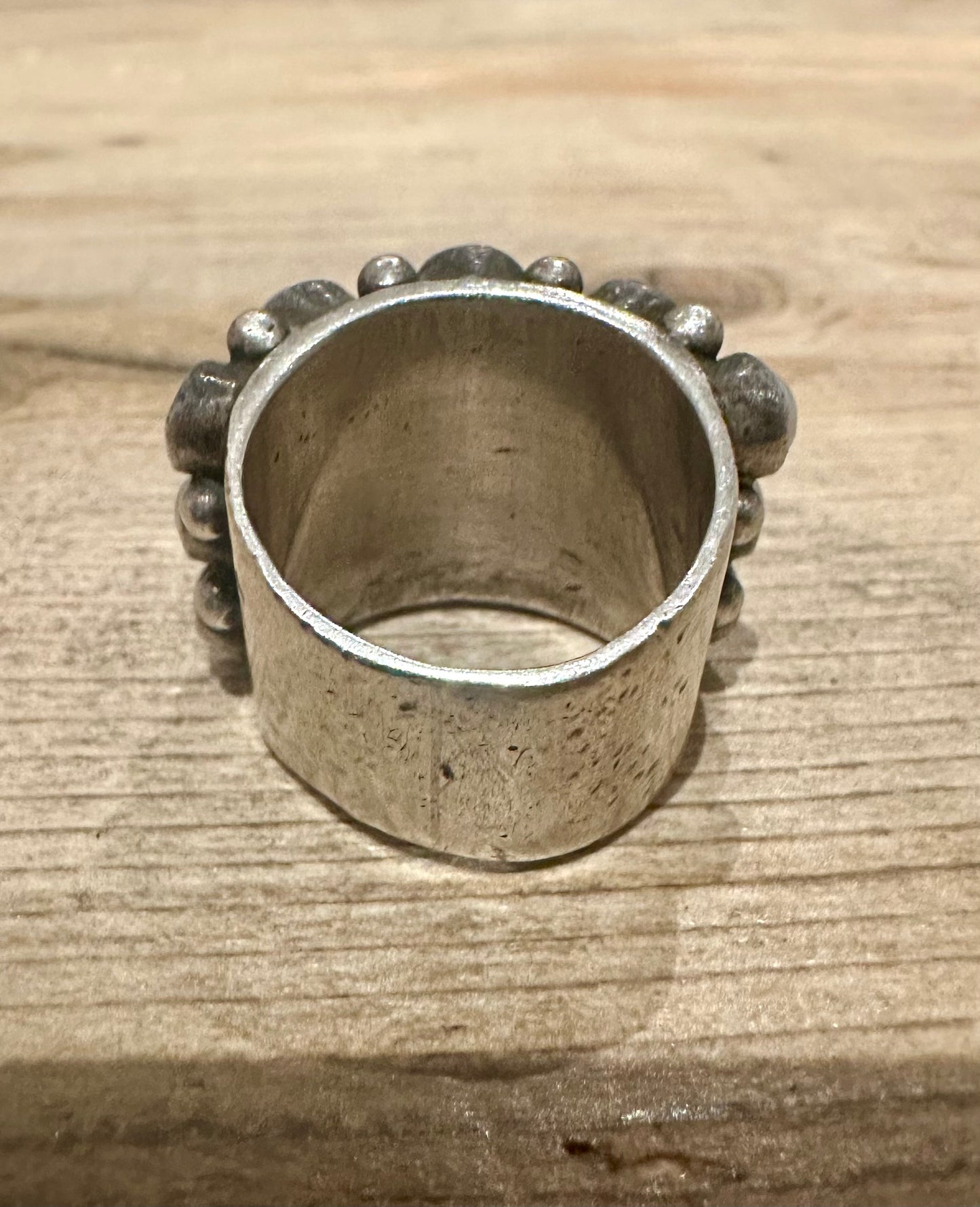 Abstract Chunky Pearl 925 Silver Size M Ring