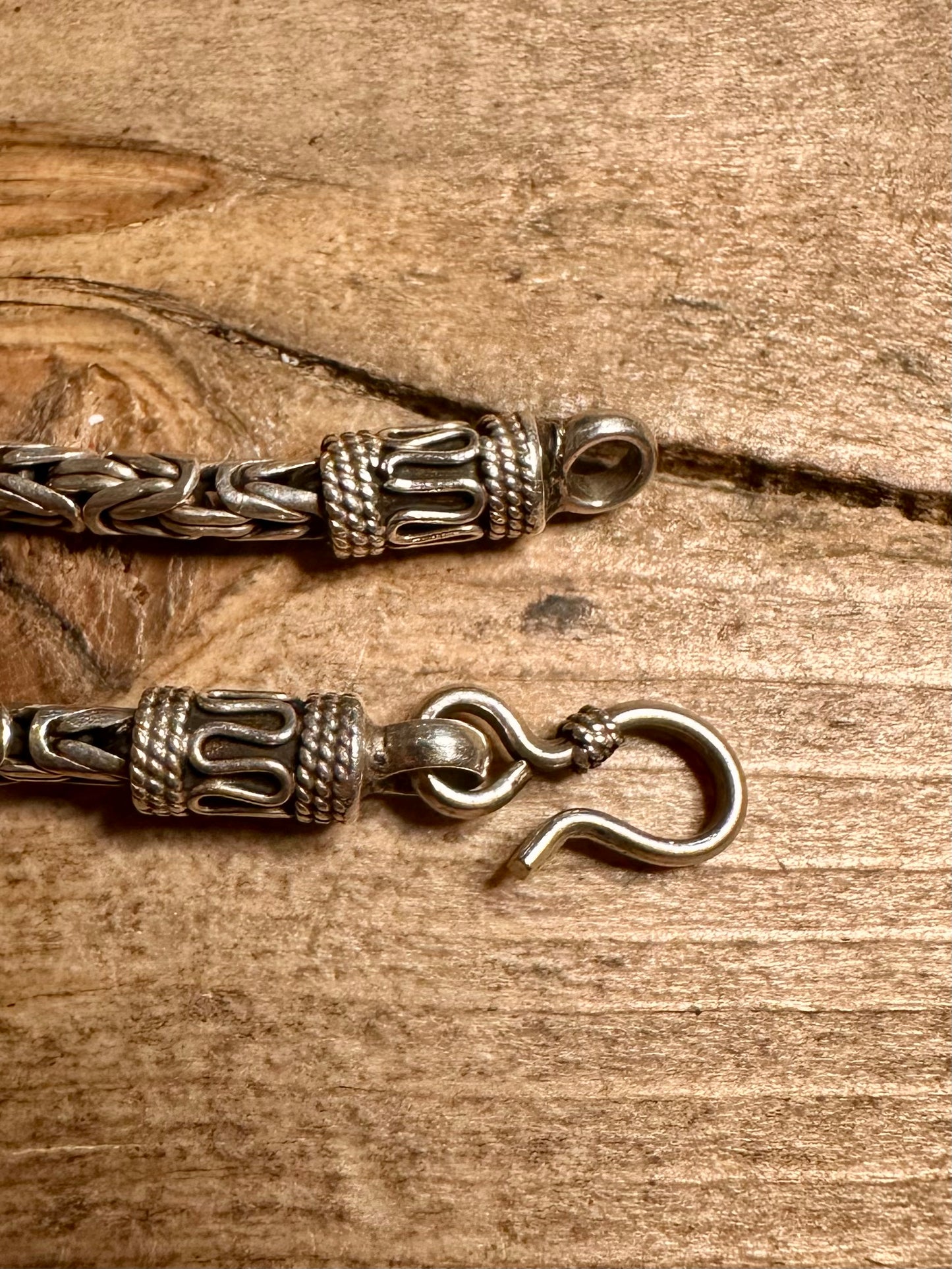 Vintage Byzantine Hook Clasp 925 Silver 7.2 inch Bracelet