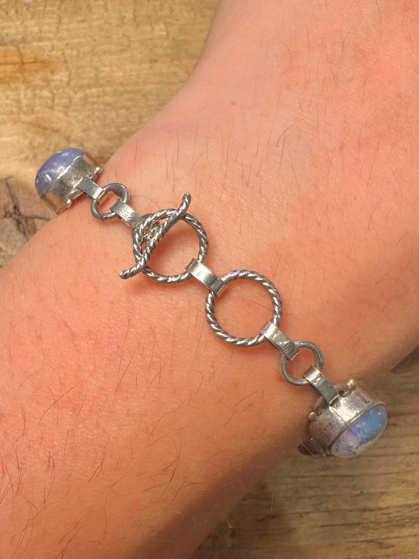 Vintage Blue Dumortierite 925 Silver 7 to 7.5 inch Bracelet