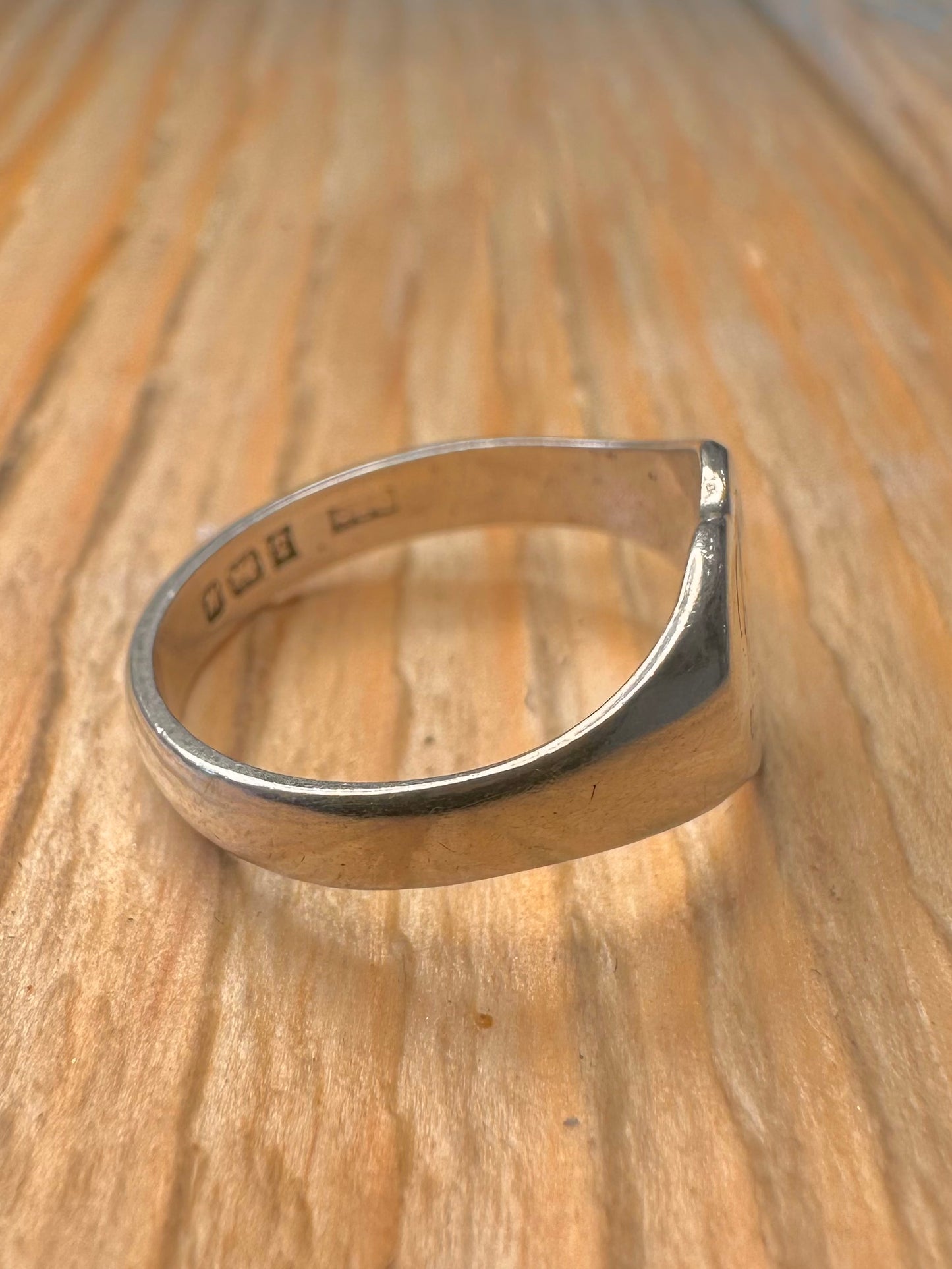 Vintage 1986 Heart Signet 925 Silver Size K1/2 Ring