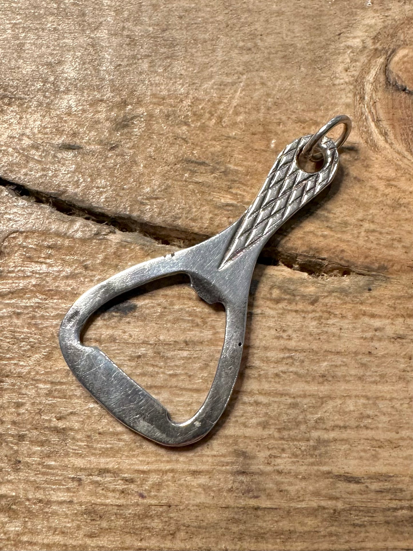 Vintage 1977 Bottle Opener Maker QS London 925 Silver Pendant