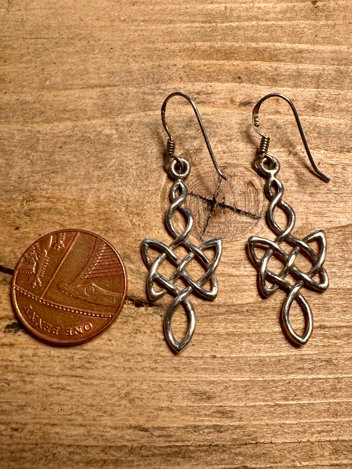 Vintage Celtic Dangle 925 Silver Earrings