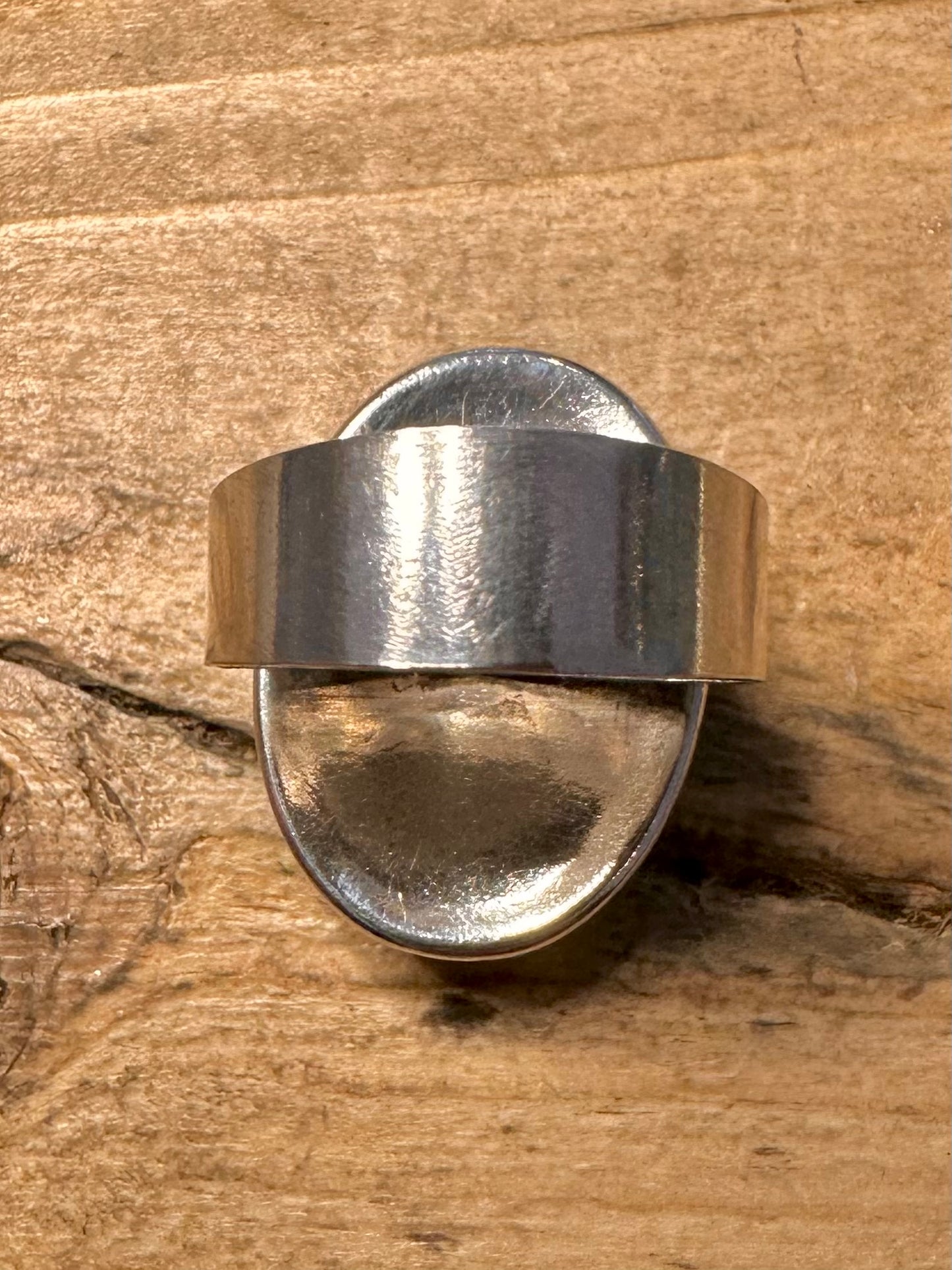 Vintage Blue Green Oval 925 Silver Isreal Size P Ring
