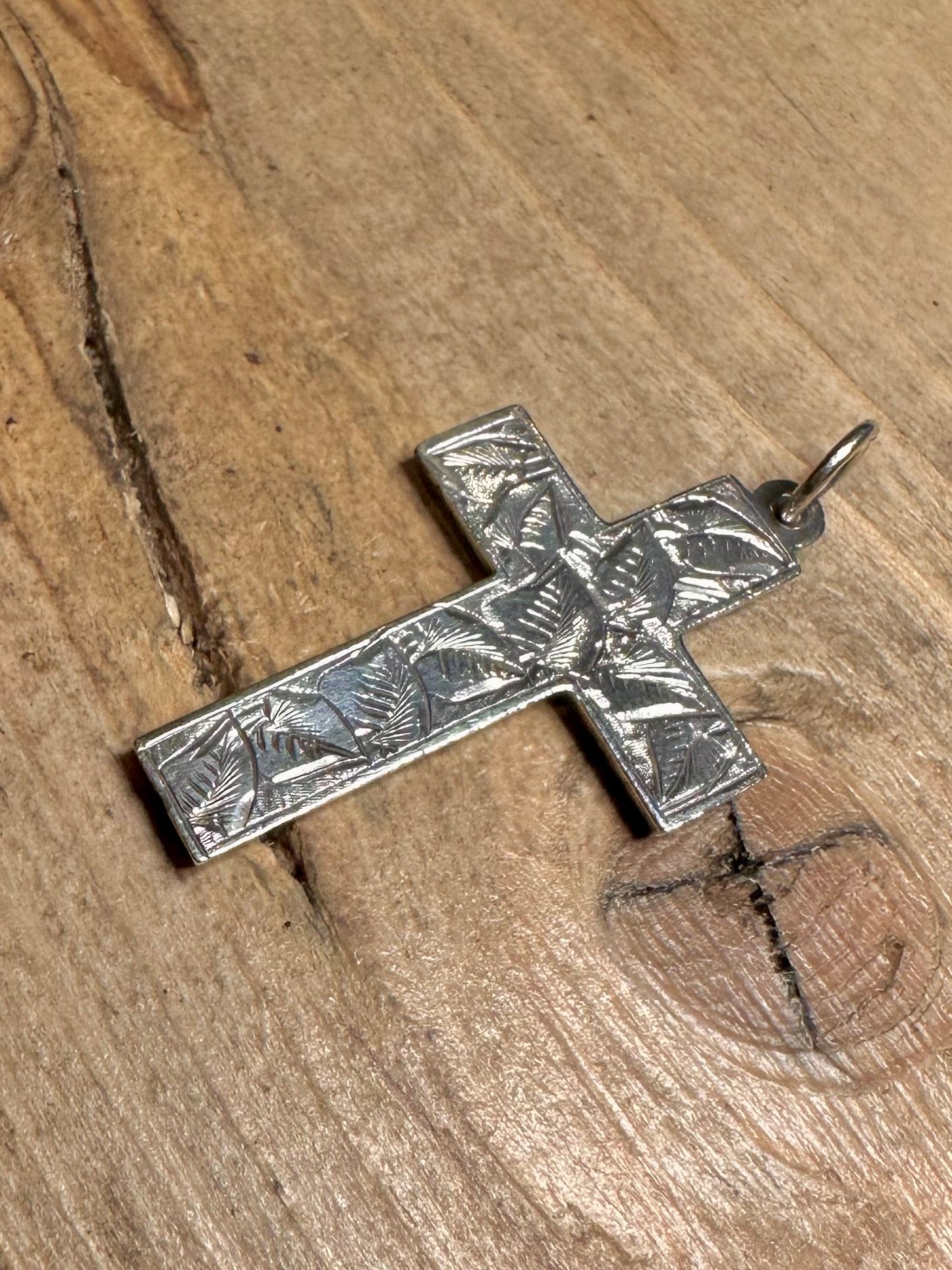 Vintage 1893 Engraved Cross 925 Silver Pendant