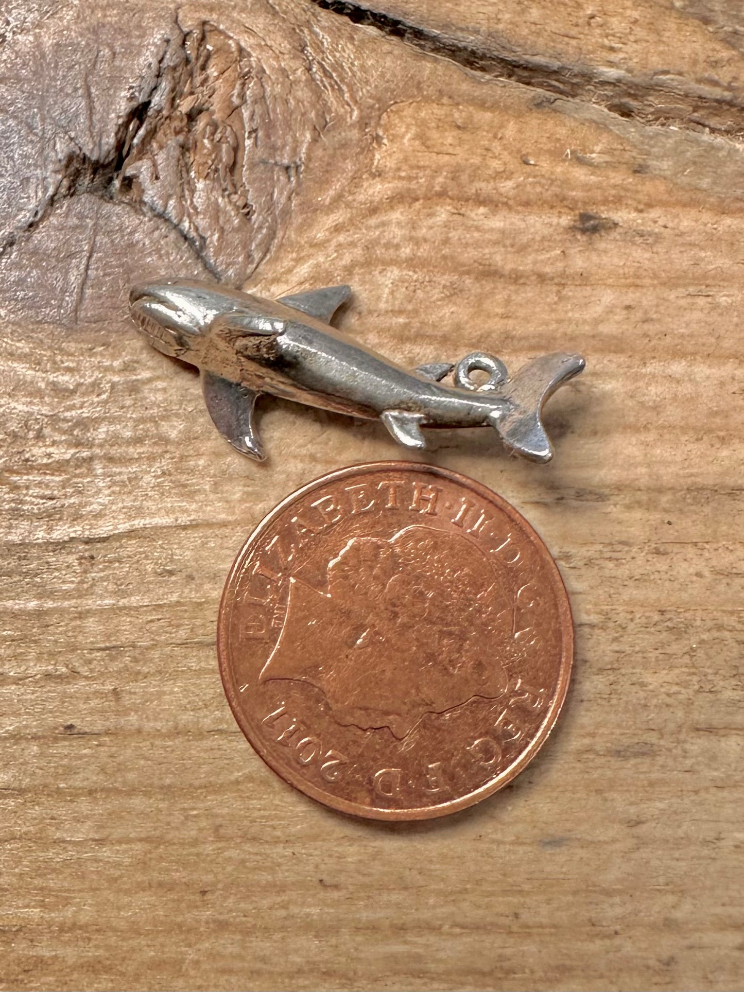 Vintage Shark 925 Silver Charm Pendant