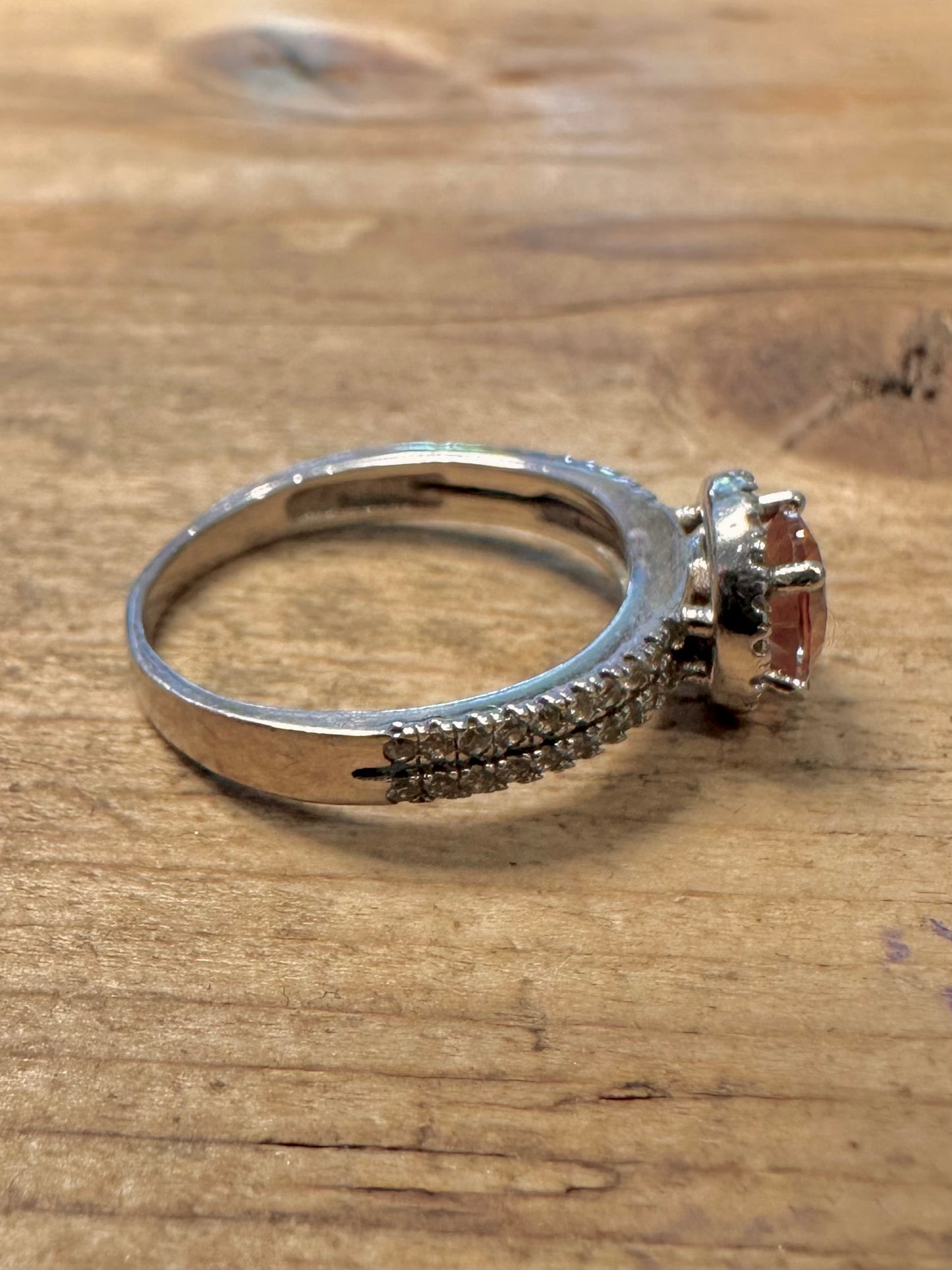 Modern Citrine and CZ 925 Silver Size N1/2 Ring