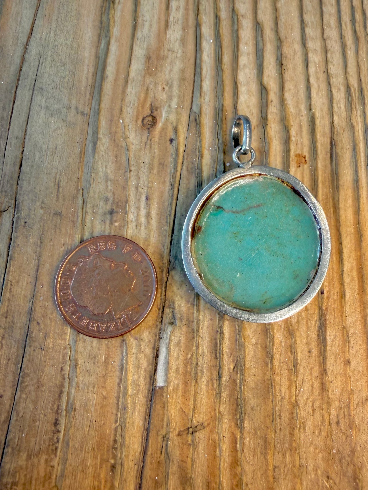 Polished Round Turquoise 925 Sterling Silver Pendant