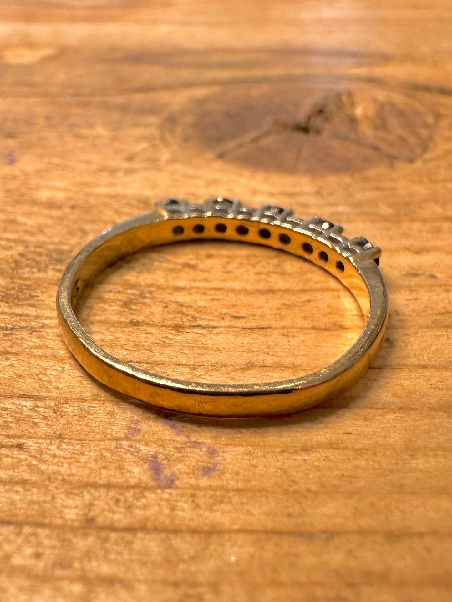 Vintage 1989 9ct Gold Sapphire and Diamond 375 Size L Ring