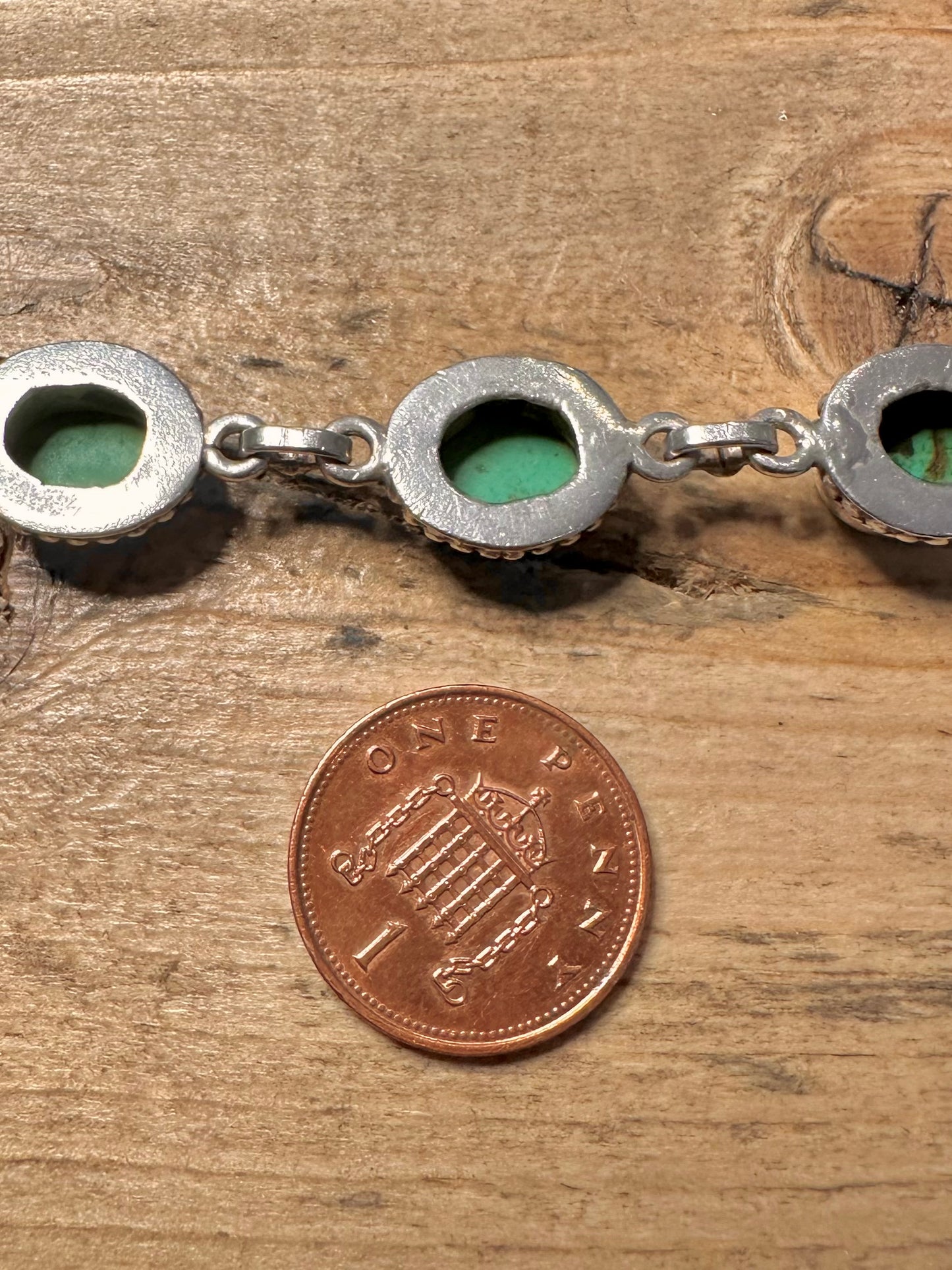 Vintage Turquoise Tribal T Bar Clasp 925 Silver 7 to 7.5 inch Bracelet
