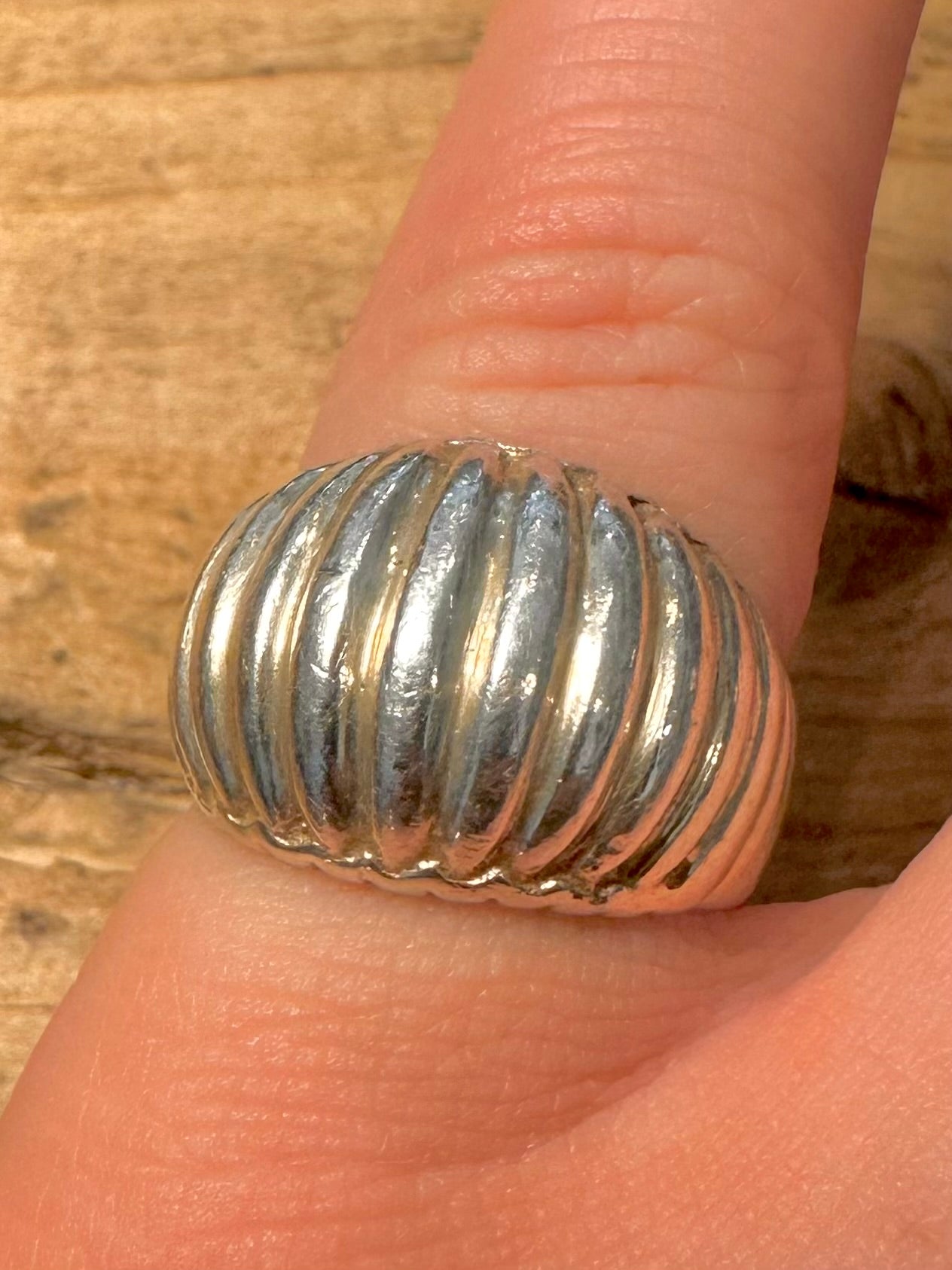 Abstract Textured Dome 925 Silver Size M1/2 Ring