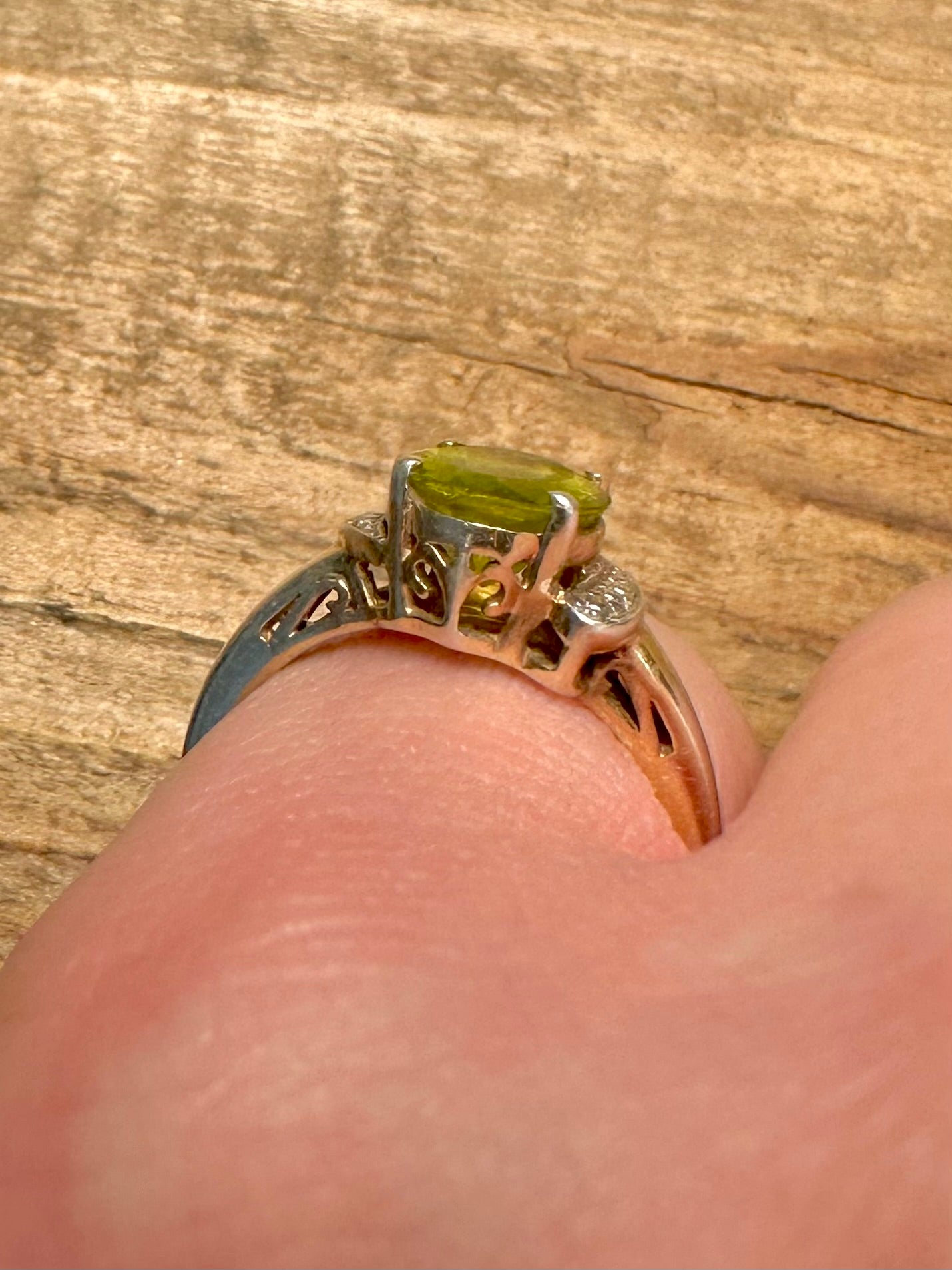 Vintage Peridot 925 Silver Size N Ring