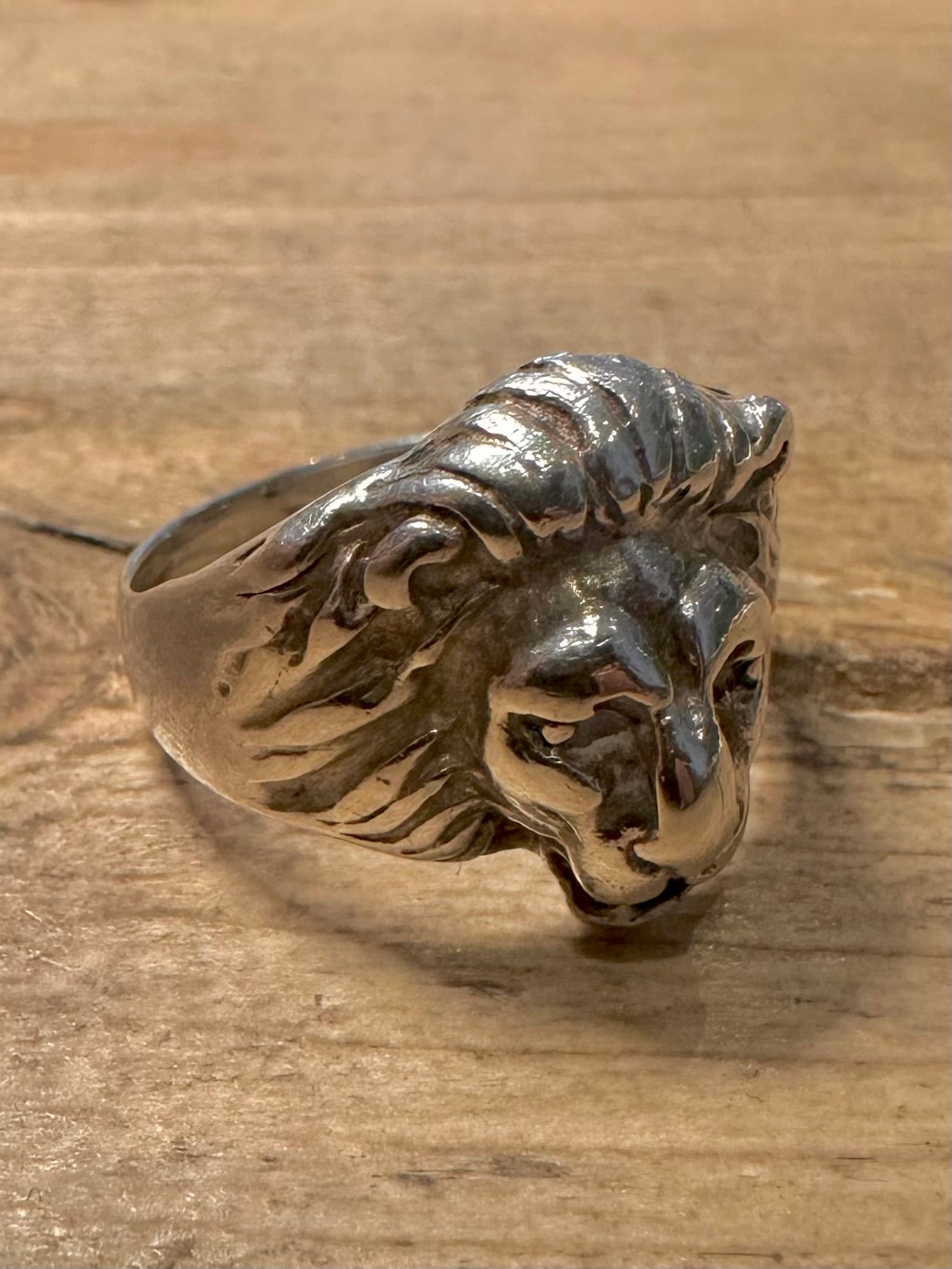 Vintage Lion Head 925 Silver Size R Ring