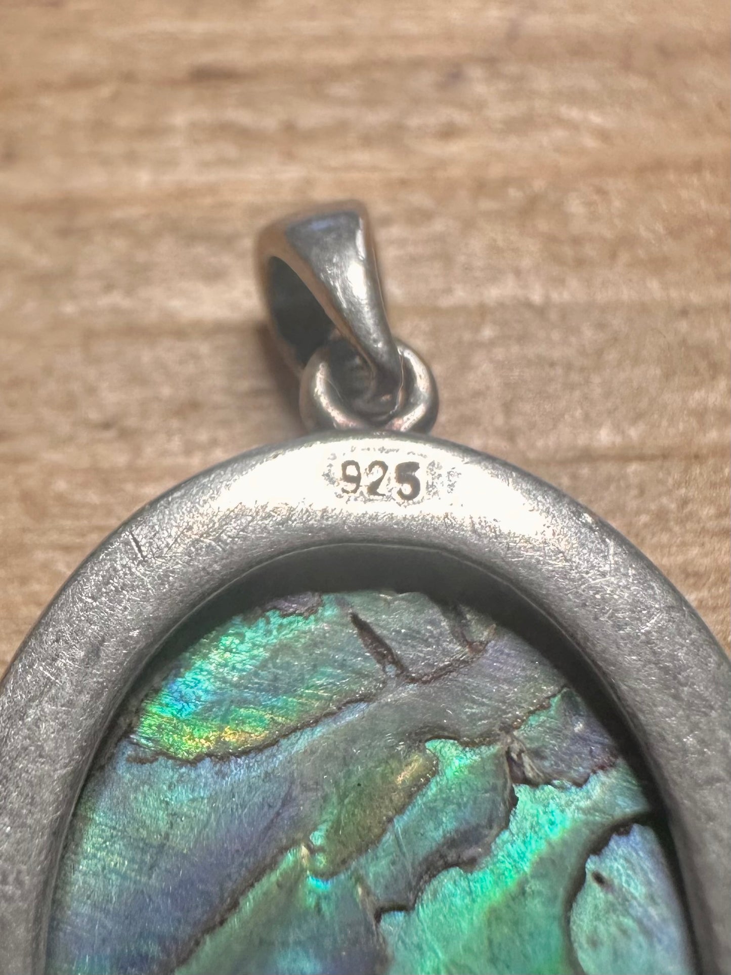 Vintage Abalone Oval 925 Silver Pendant