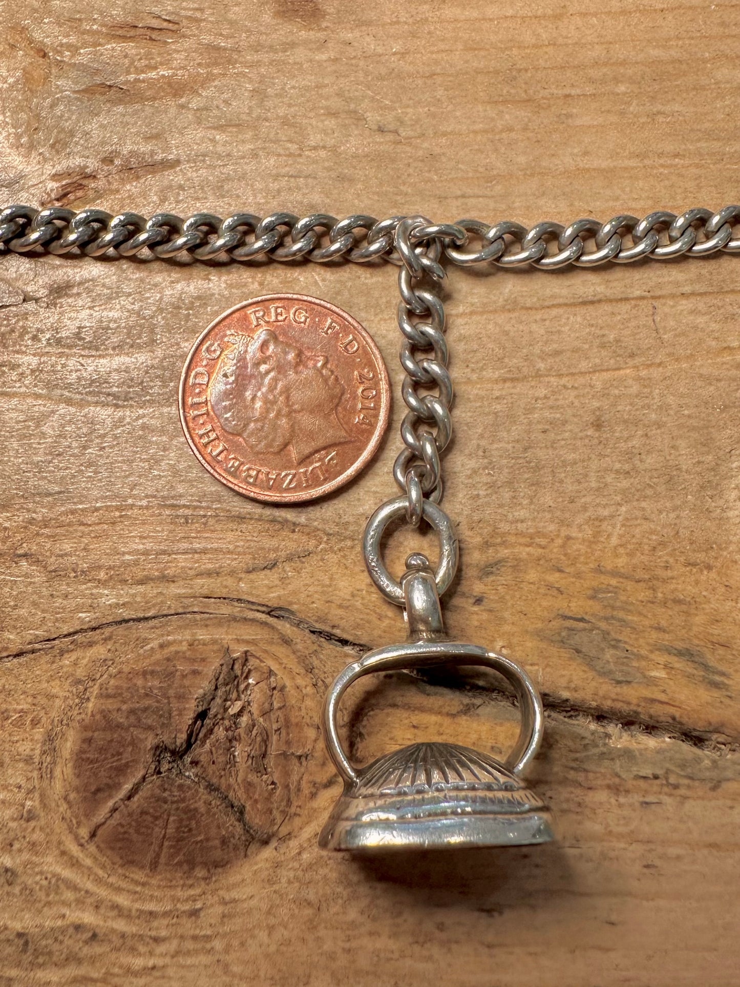 Vintage Albert Chain Maker Edwin Page with Onyx Thob and T Bar 925 Silver Hallmarked 925 Silver 15 inch Collectable